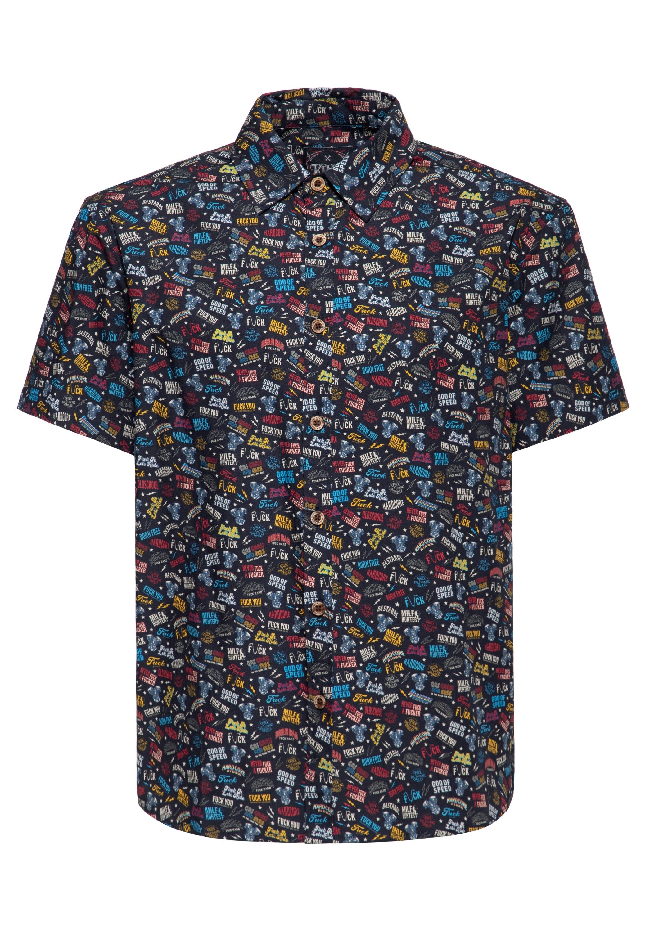 KingKerosin Kurzarmhemd Printed Rebellion mit Sprüchen und Statements