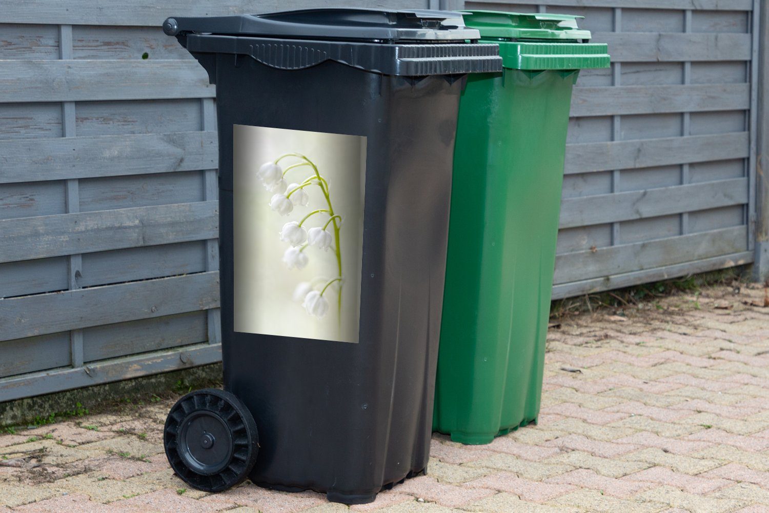 Abfalbehälter Container, Sticker, Mülltonne, Wandsticker Schneeweißes St), Maiglöckchen Mülleimer-aufkleber, (1 MuchoWow