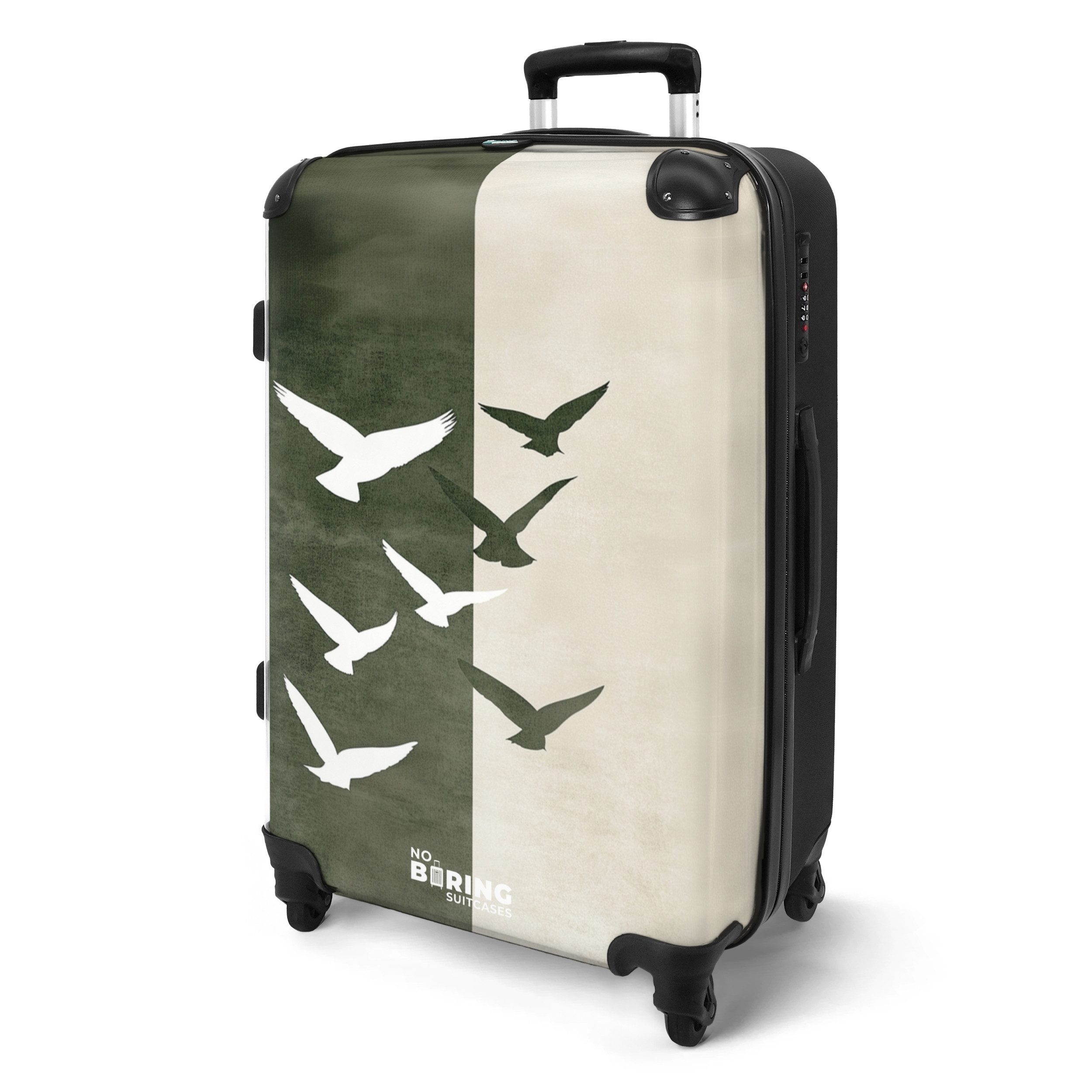 NoBoringSuitcases.com© Hartschalen-Trolley Vögel mit grünem und günstig online kaufen