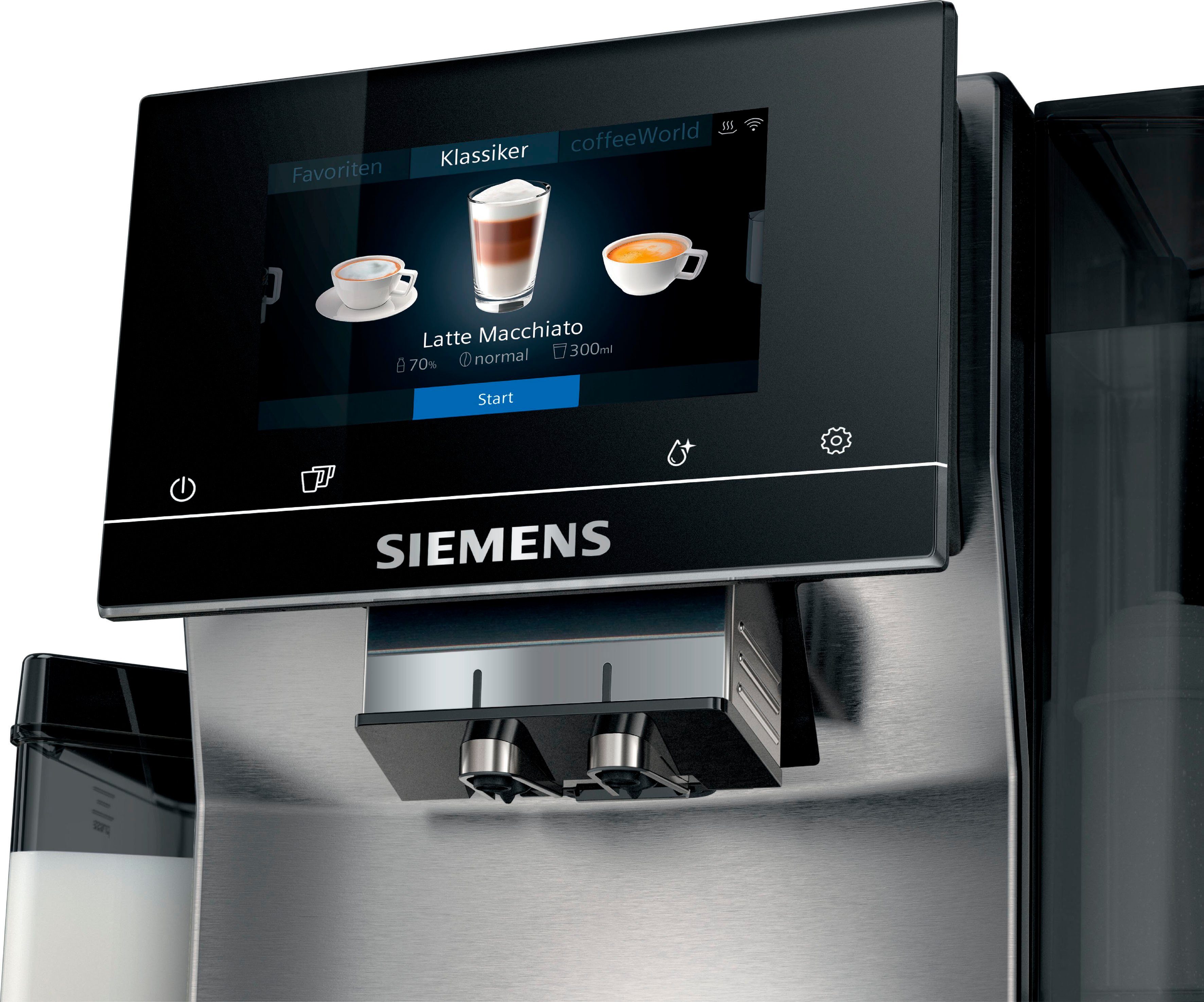 SIEMENS Kaffeevollautomat EQ.700 integral bis 30 individuelle - TQ707D03, Kaffee-Favoriten Full-Touch-Display, zu