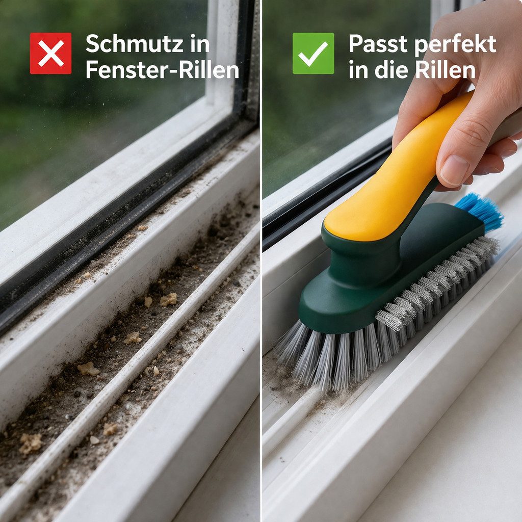 ZUKUNFTSENKEL Fugenbürste Fensterrahmen Bürste Fensterrillen Bürste für Fenster, Fenster, Fensterrahmen, Ecken, Fugen, Dusche & Fliesenfugen, (2-tlg), Fenster,  – Bild 2 von 5