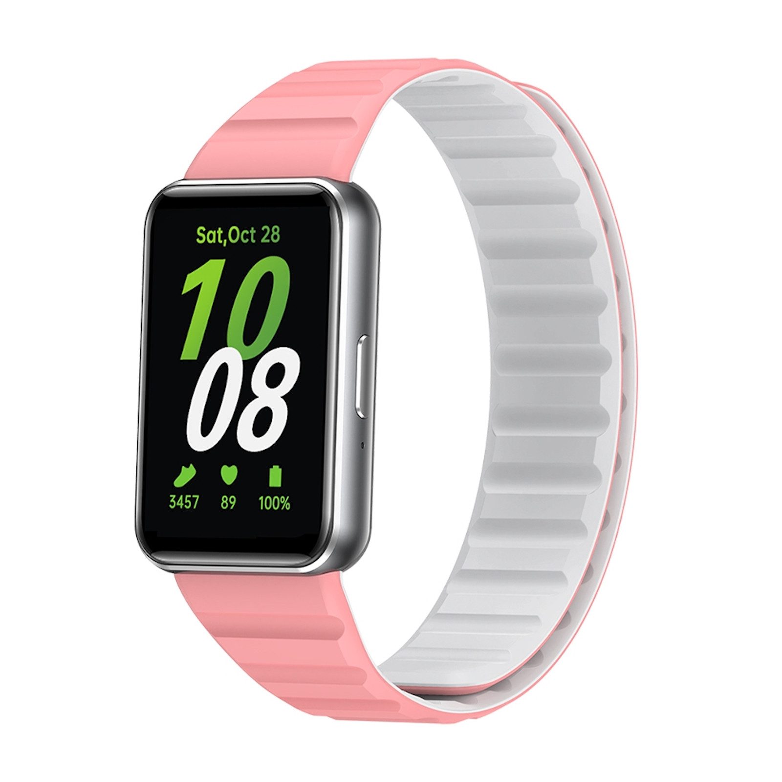 Wigento Smartwatch-Armband Für Samsung Galaxy Fit 3 Design Magnet Verschluss Silikon Arm Band Neu