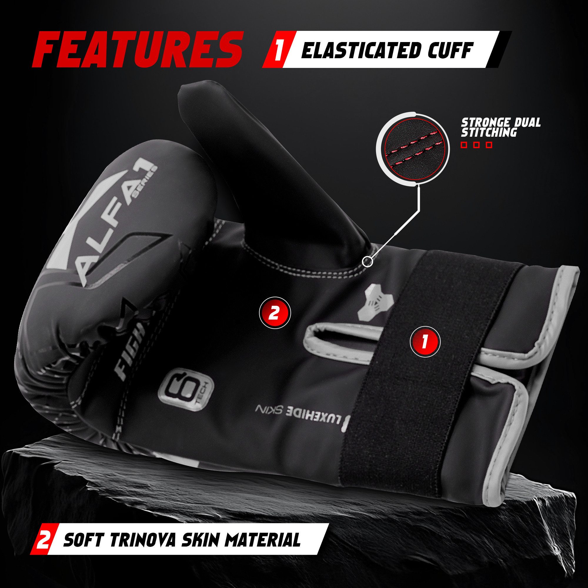 JAG GEARS Boxhandschuhe Boxhandschuhe MMA, Kickboxen, Sparring, Kampfsport Handschuhe (Set, 1x pair Boxing Mitts), Unisex Design • Stabiler Klettverschluss mit Handgelenkstütze