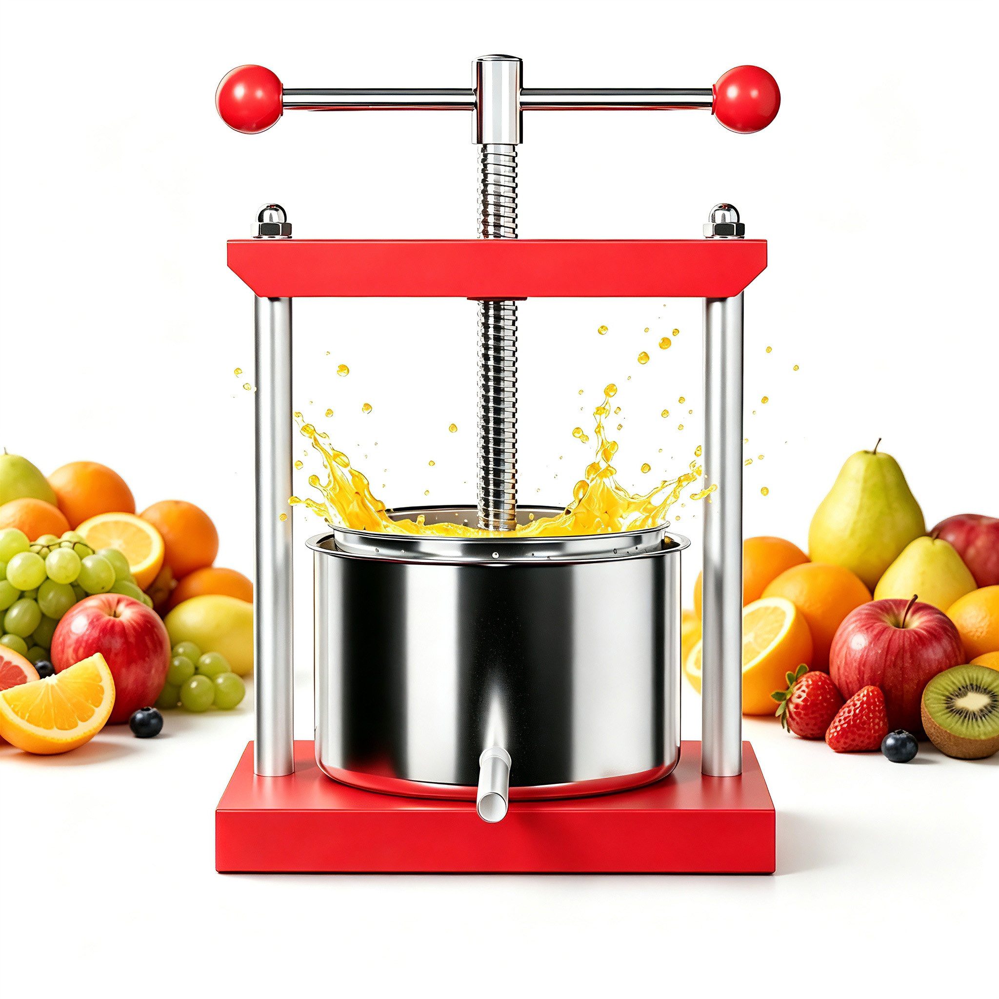 FIVMEN Entsafter Obstpresse Manuell Saftpresse Edelstahl, Fruchtpresse Weinpresse