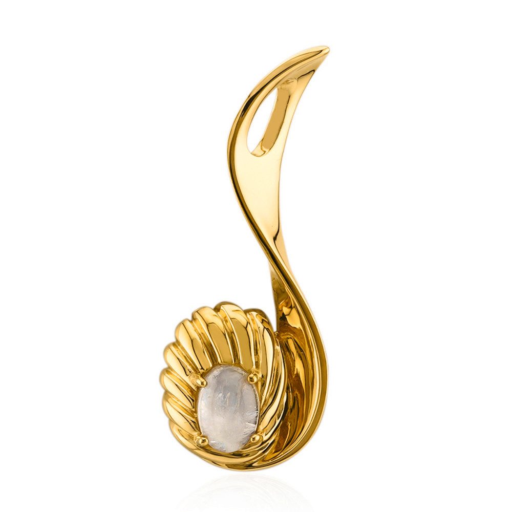 Cavill Kettenanhänger Regenbogenmondstein 0,79 ct Silberanhänger goldplattiert oval (1-tlg)