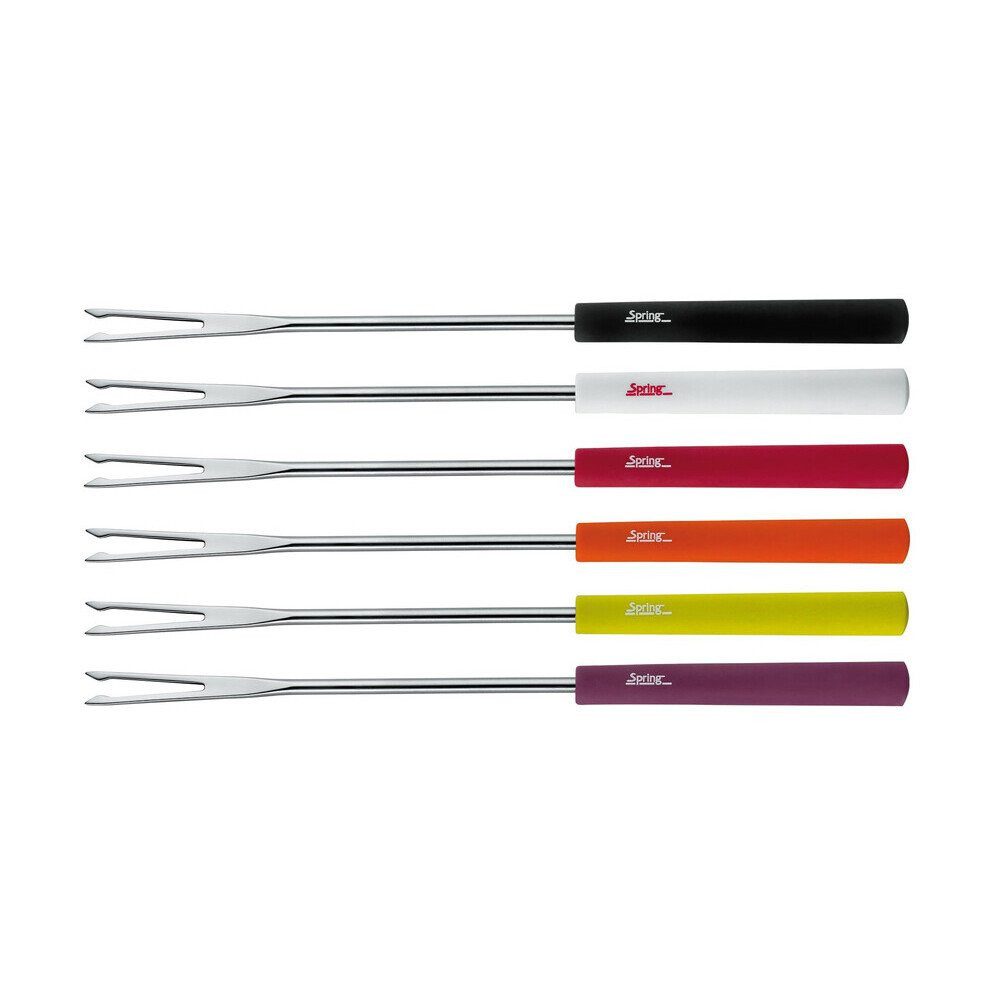 Spring Fonduegabel Fleischfonduegabeln 6er-Set Basic bunt (1 Stück), Ø26cm, Edelstahl, bunt, Induktion, alle Herdarten