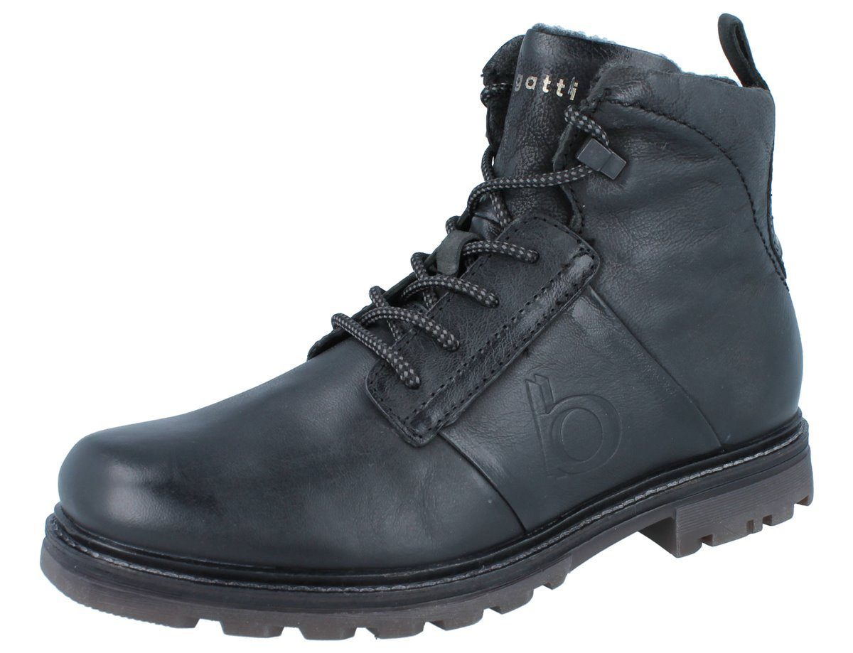 BUGATTI Herren Stiefel schwarz Leder - Größe: 44 Winterstiefel