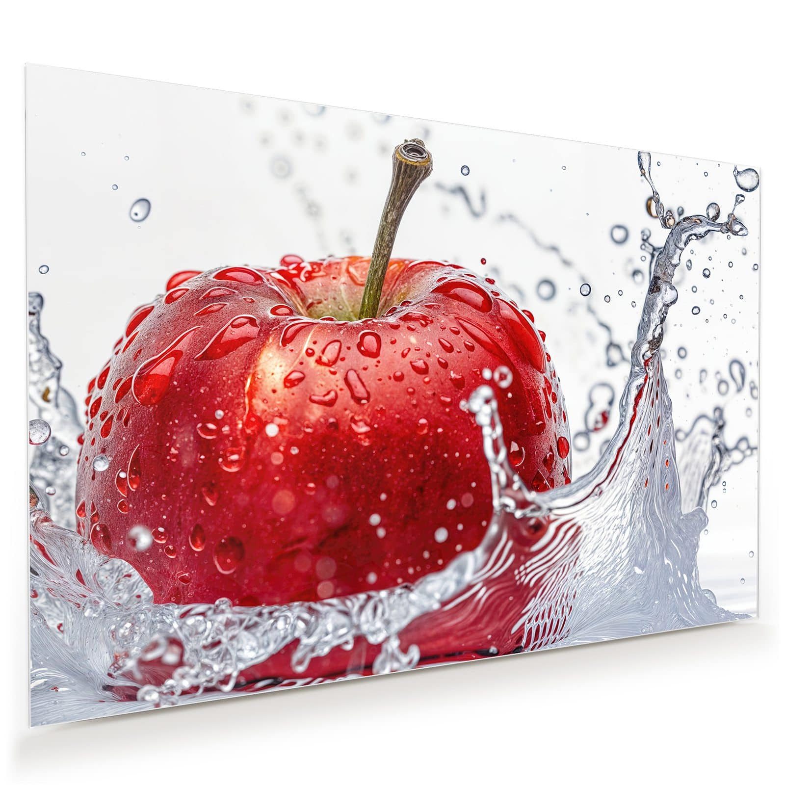 Primedeco Glasbild Wandbild Spritzender Apfel mit Aufhängung, Gewürze & Frü günstig online kaufen
