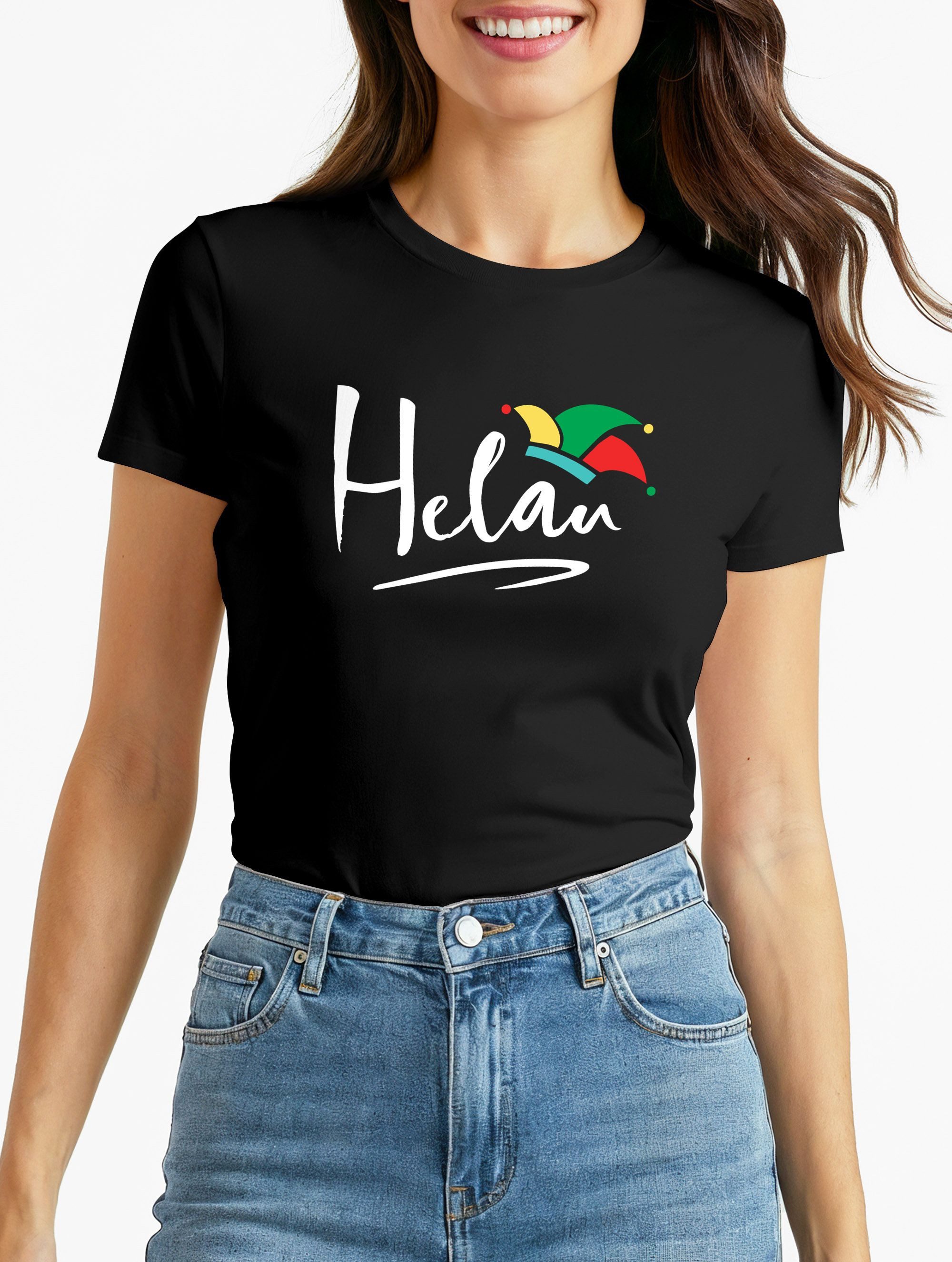Print-Shirt Damen T-Shirt Alaaf Helau Ahoi Faschings-Shirt Karneval Fastnacht
