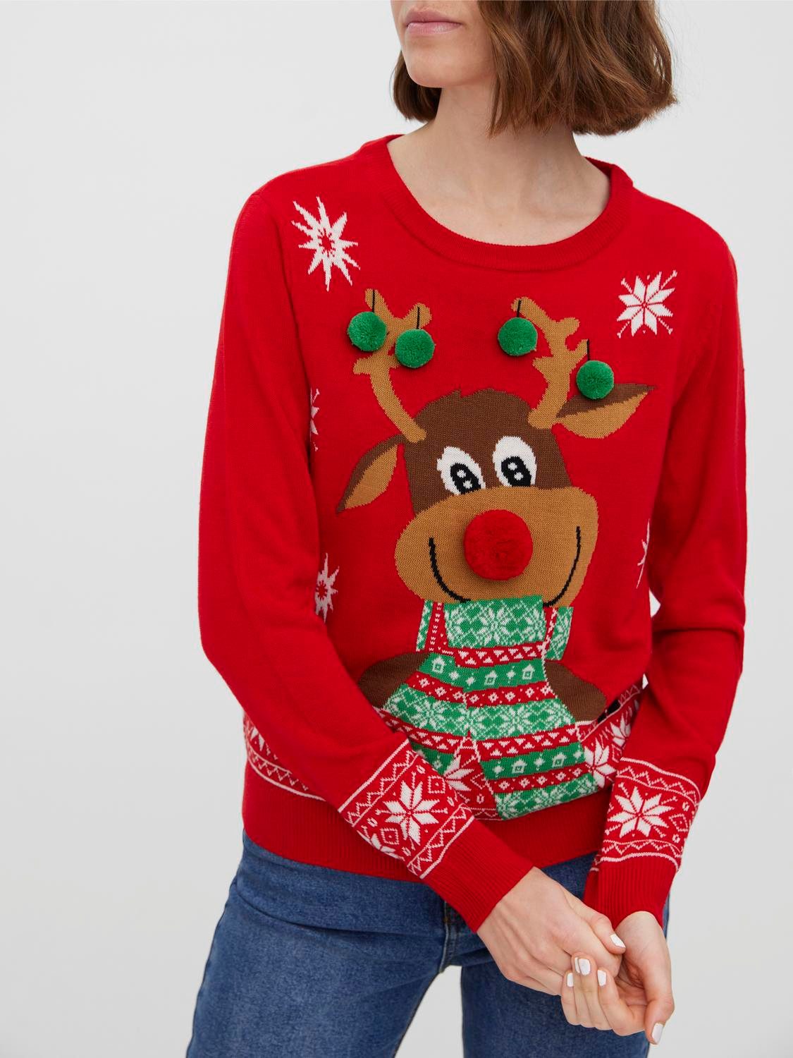 Vero Moda Weihnachtspullover VMNEWFROSTYDEER LS O-NECK günstig online kaufen