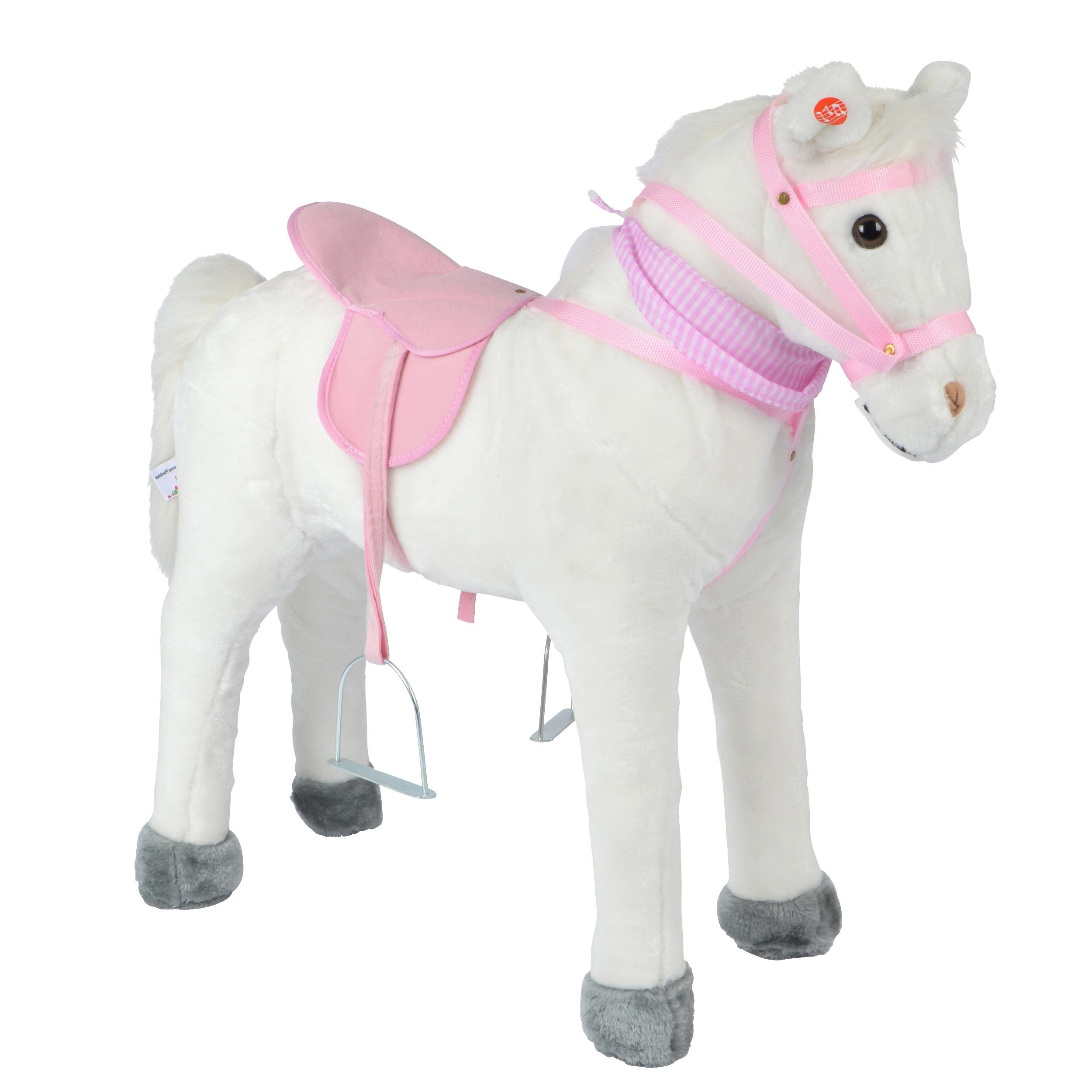 Pink Papaya Stehpferd Spielpferd zum Reiten für Kinder 65 / 75 cm Plüschpferd, Kuscheliges Stehpferd für Kinder, handgefertigt