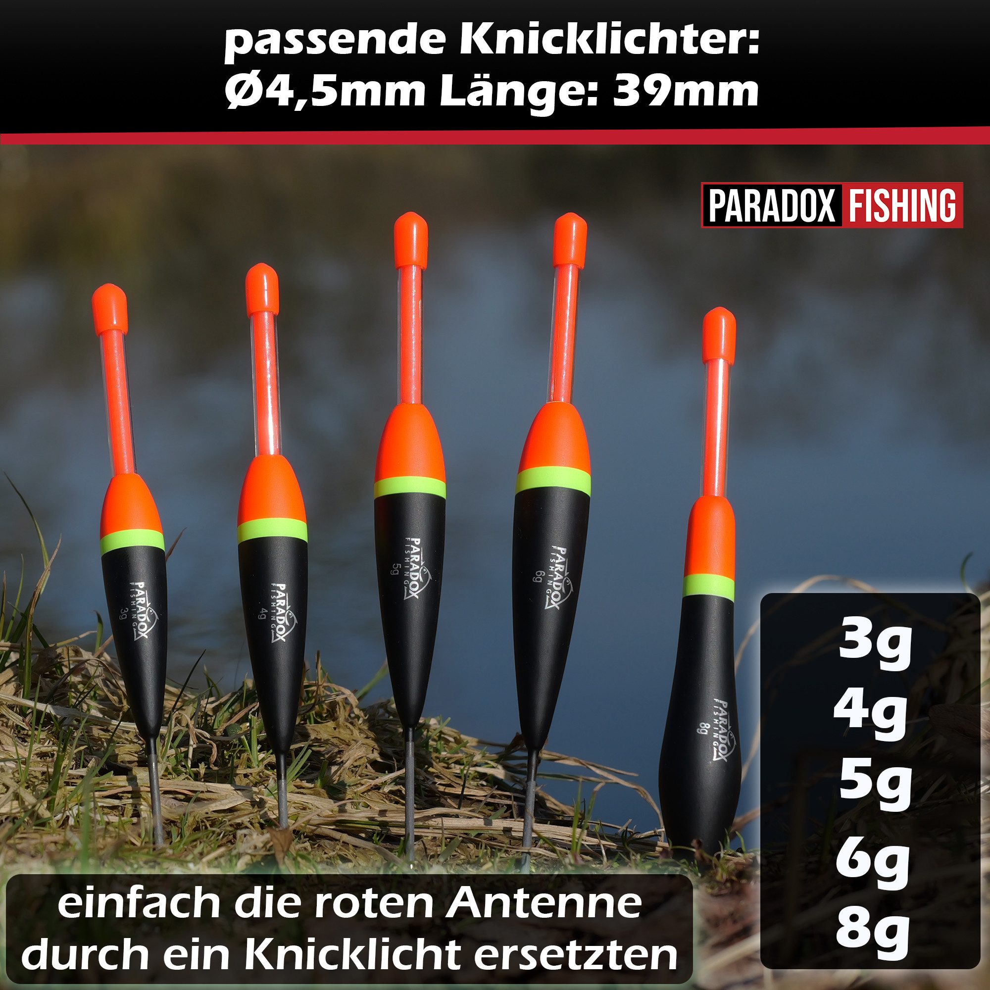 Paradox Fishing Friedfischpose Posen Set mit Gummiperlen und Schrotblei, (5 Waggler 5 Knicklichtposen 200 Gummiperlen 1 Schrotblei Set), Knicklichtposen Waggler