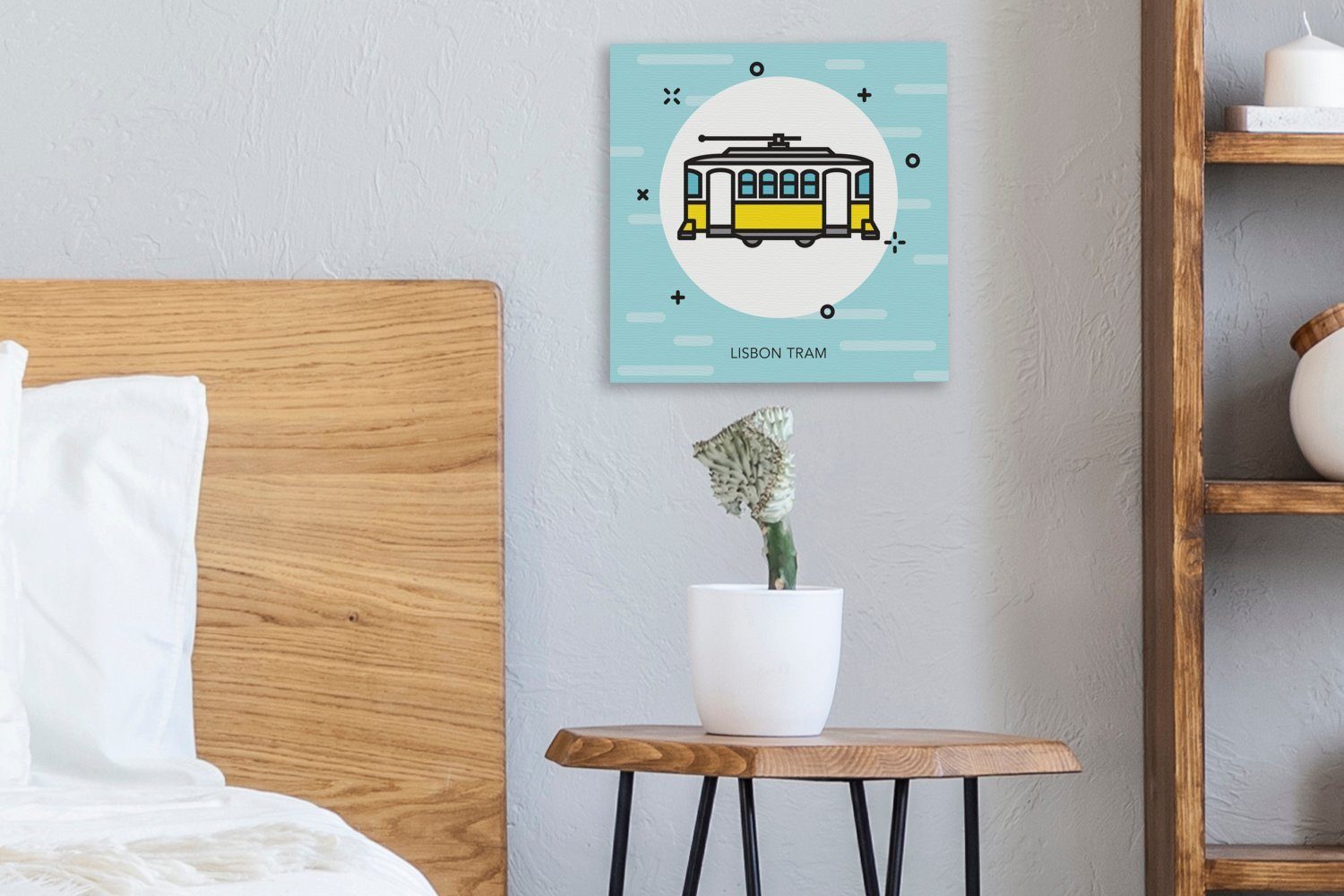 Schlafzimmer Straßenbahn einer Leinwandbild Illustration für Lissabonner Leinwand Portugal, OneMillionCanvasses® Wohnzimmer Bilder St), (1