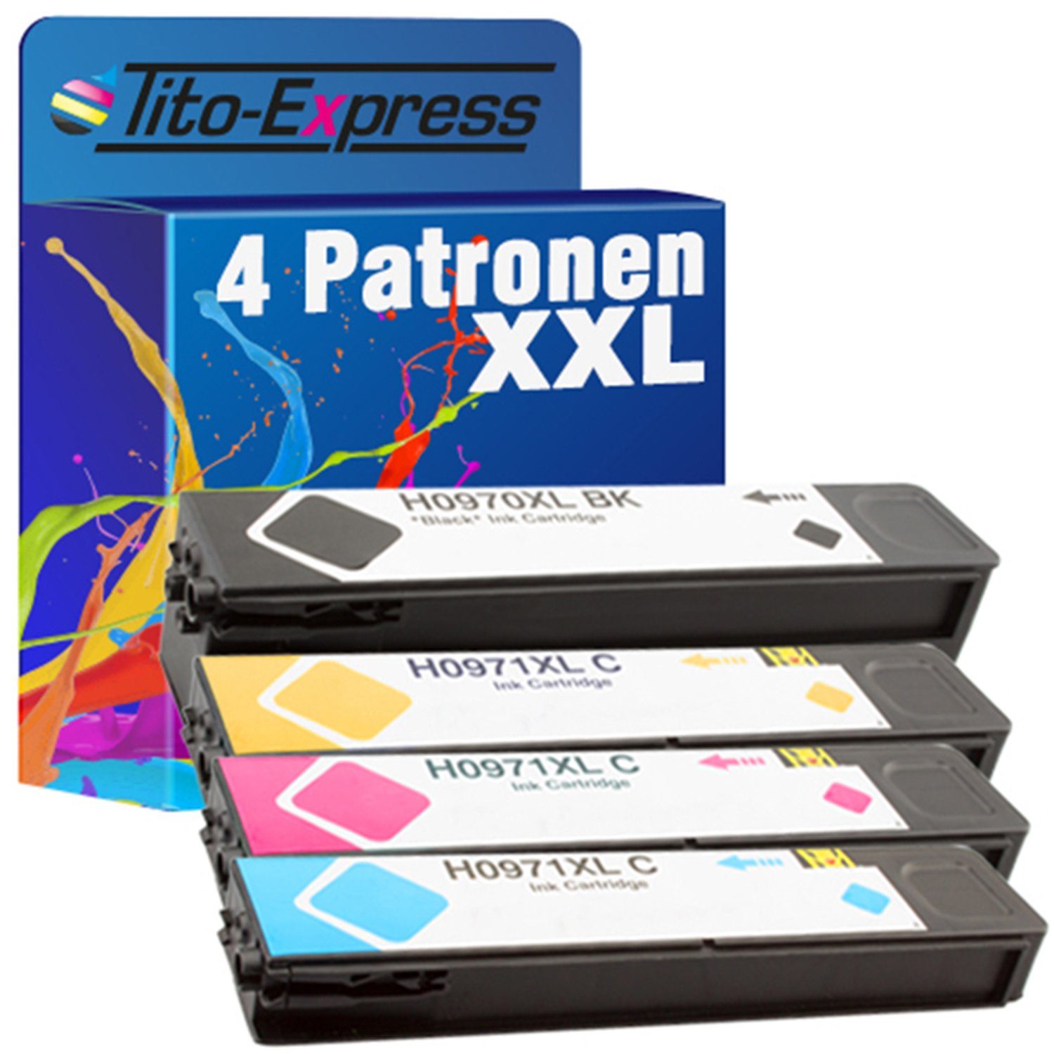 Tito-Express 4er Set ersetzt HP 970 XL 971 XL 970XL 971XL Tintenpatrone (Multipack, für Officejet Pro X451dn X451dw X476dn MFP X476dw MFP X551dw X576dw)