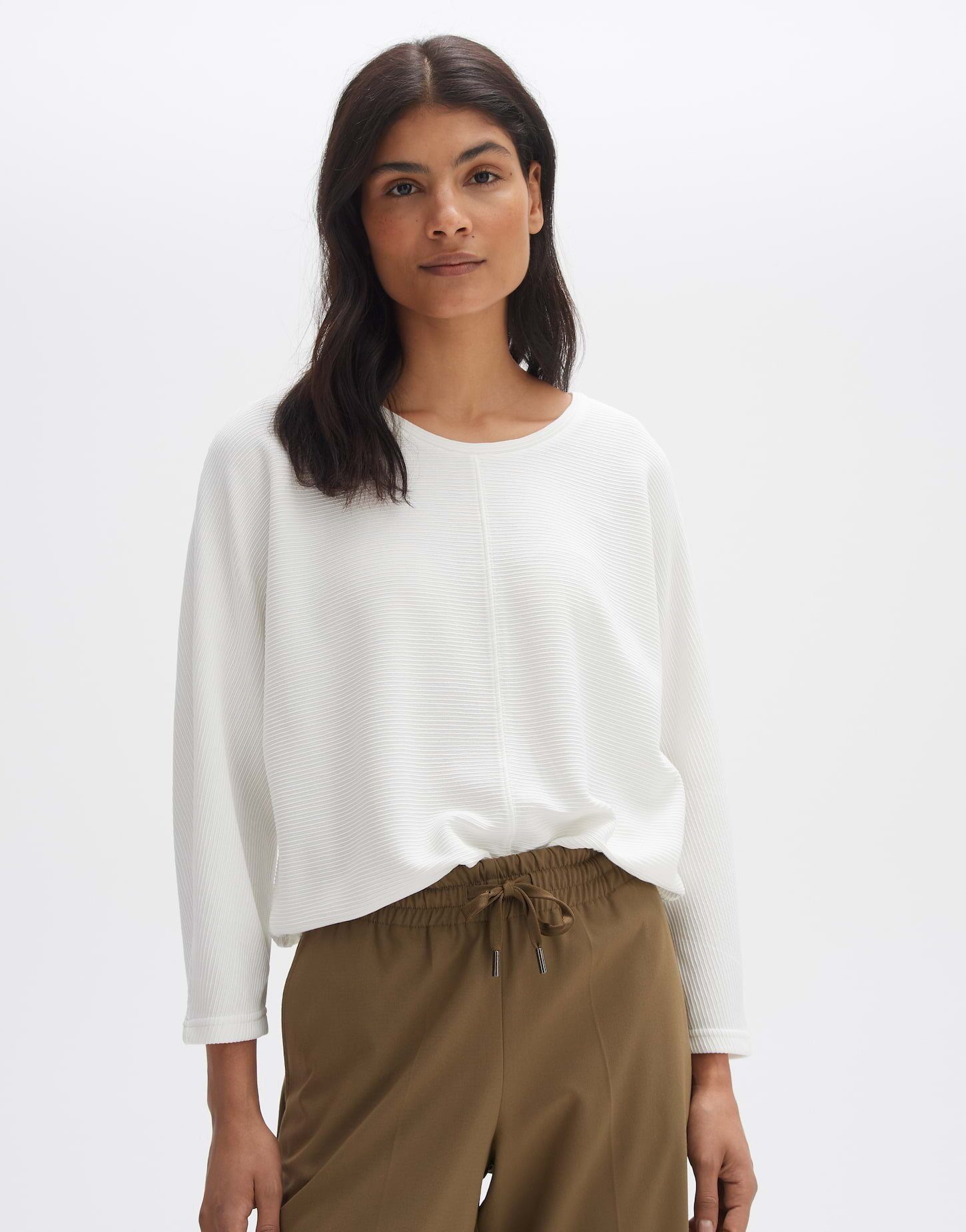 OPUS Langarmshirt OPUS Rippshirt Suzzina Boxy Silhouette