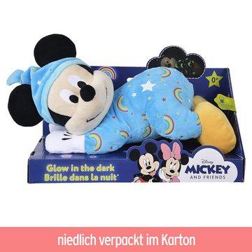 BEMIRO Tierkuscheltier Mickey Maus Baby Kuscheltier mit Strampler 30 cm - Glow in the Dark