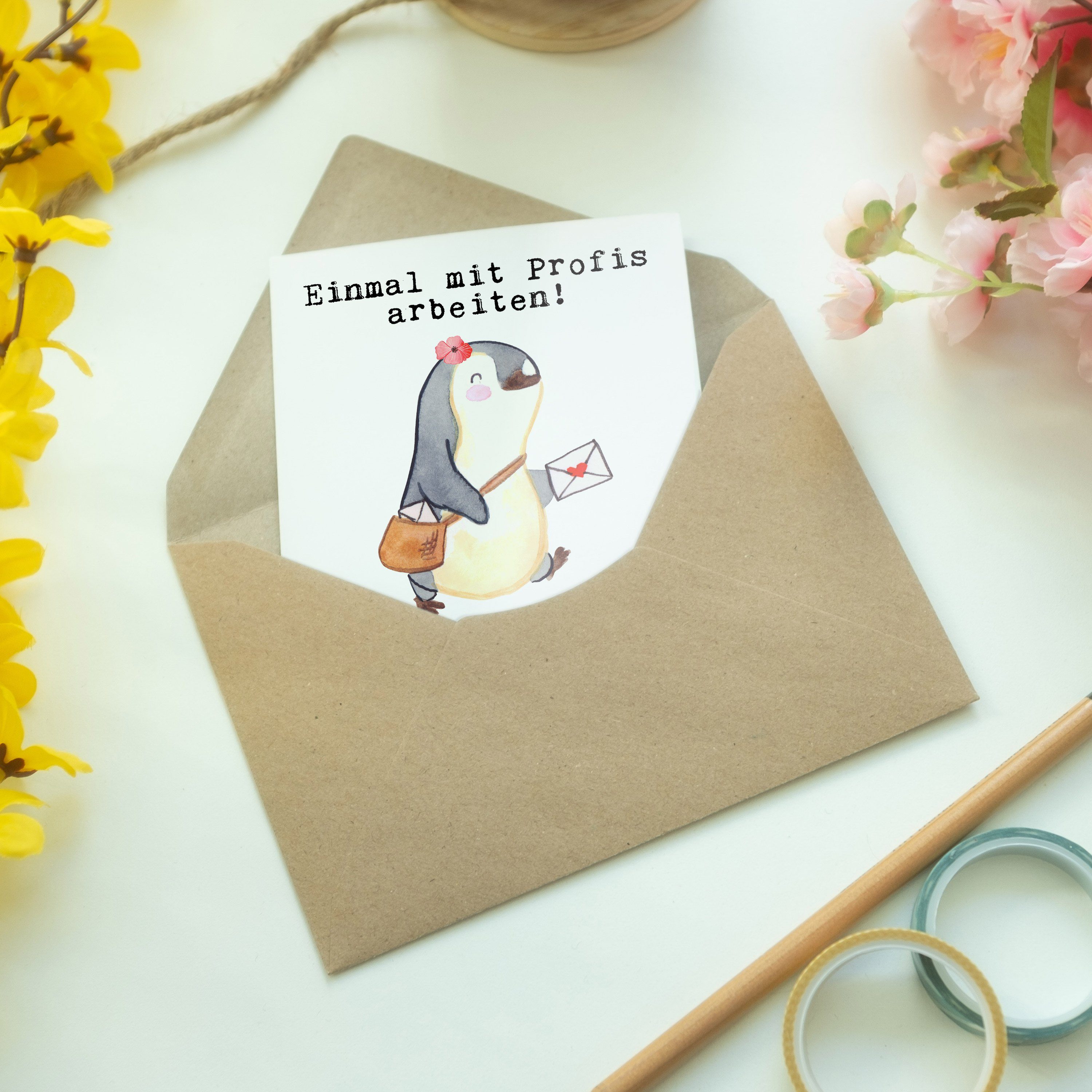 Postbotin Panda Schen Leidenschaft - Grußkarte Geschenk, - Weiß & Mr. Mrs. aus Briefzustellerin,