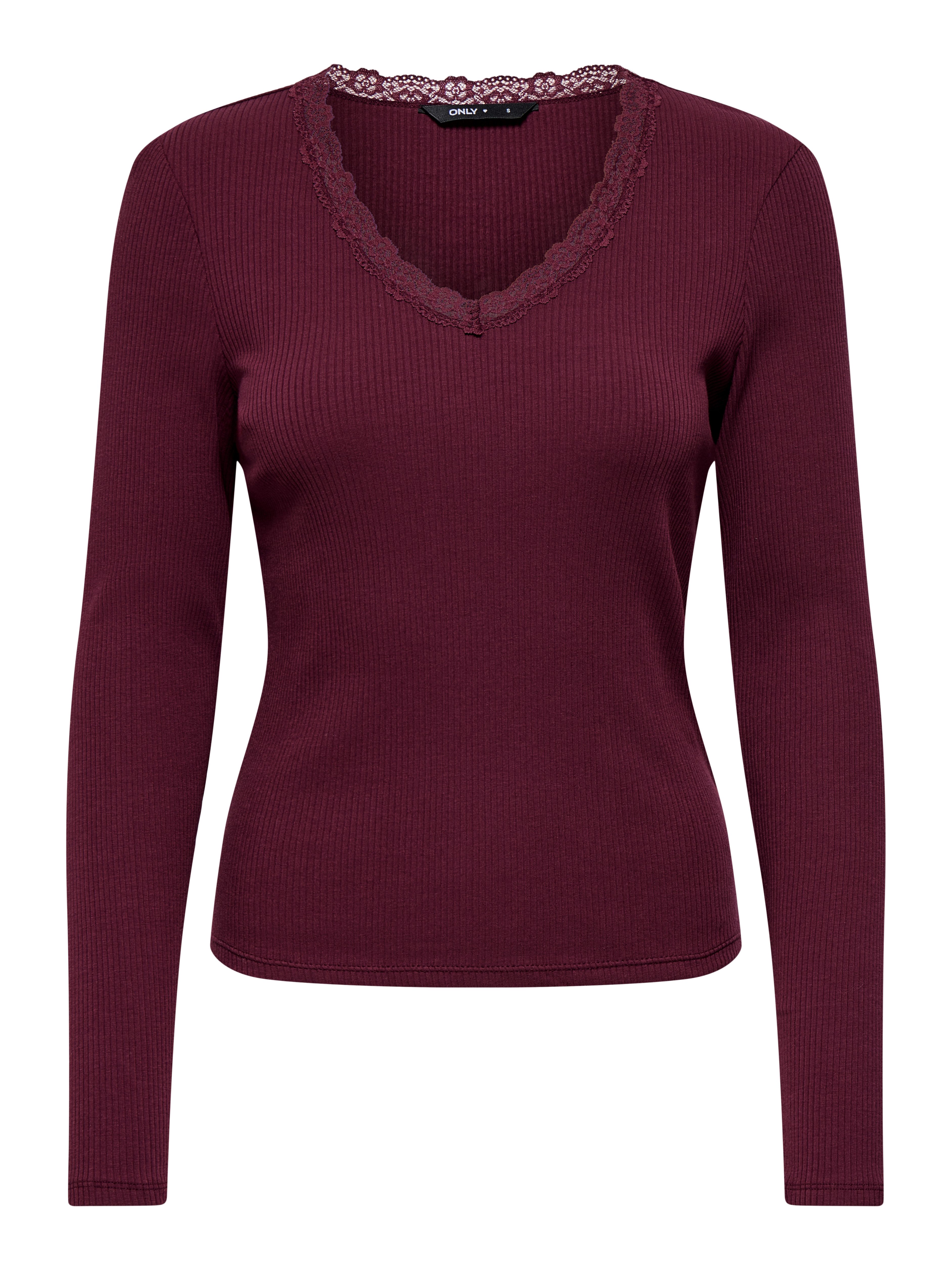 ONLY V-Shirt ONLSARA SHARAI L/S V-NECK TOP JRS Baumwollmischung, slim fitregular fit