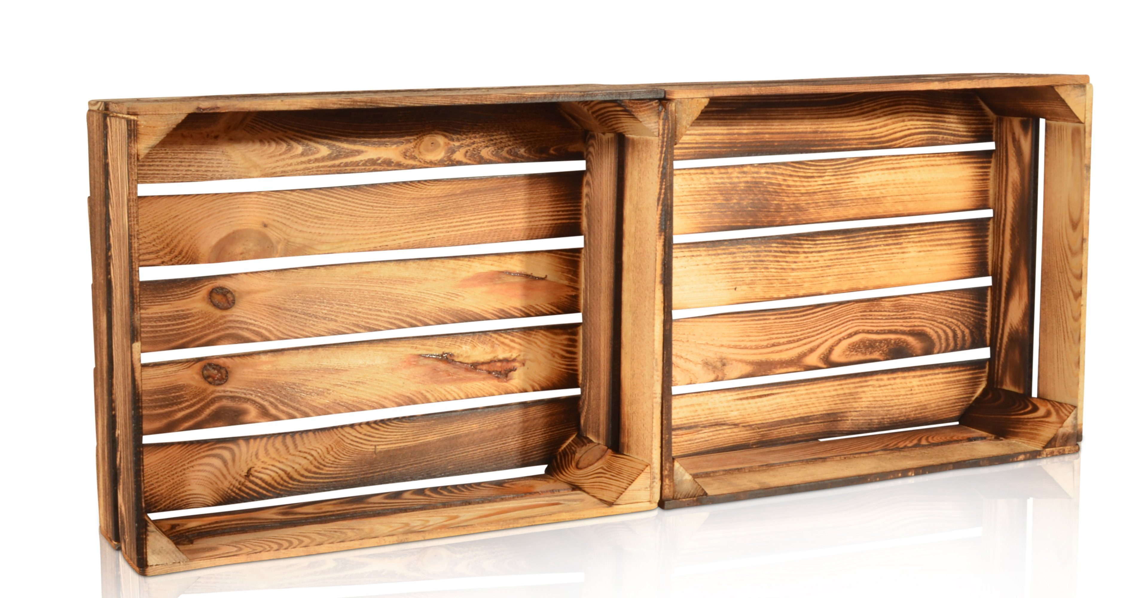 CHICCIE Holzkiste Regale Geflammt 50x40x15cm - Kisten Weinkisten (2 St) günstig online kaufen