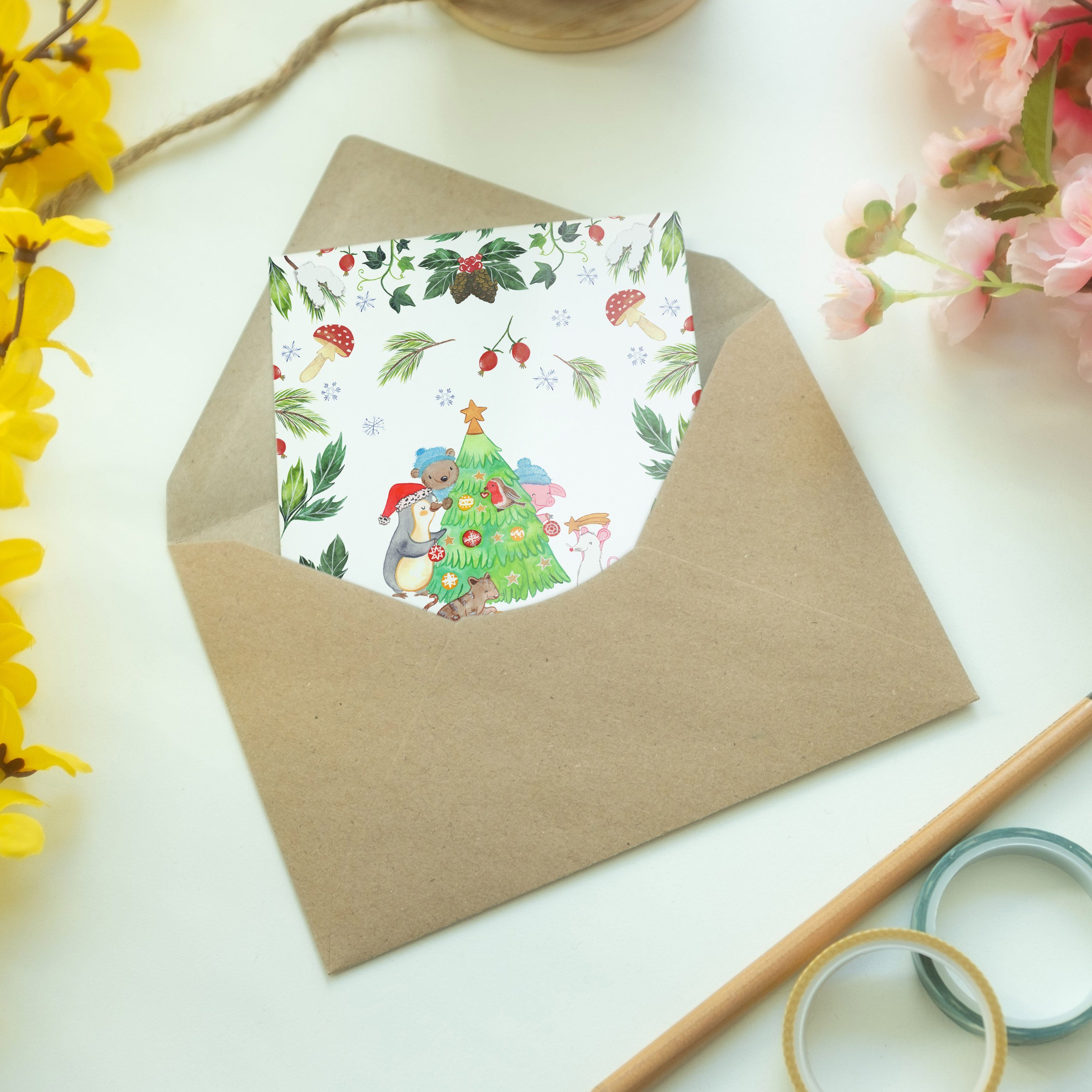 Mr. & Mrs. - Geburtstagskarte, Panda - Weiß Advent Weihnachtsbaum Geschenk, schmücken Grußkarte
