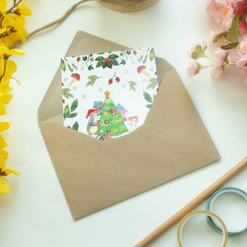 Mr. & Mrs. Panda Grußkarte Weihnachtsbaum schmücken - Weiß - Geschenk, Grußkarte, Advent, Nikola, Hochglänzende Veredelung