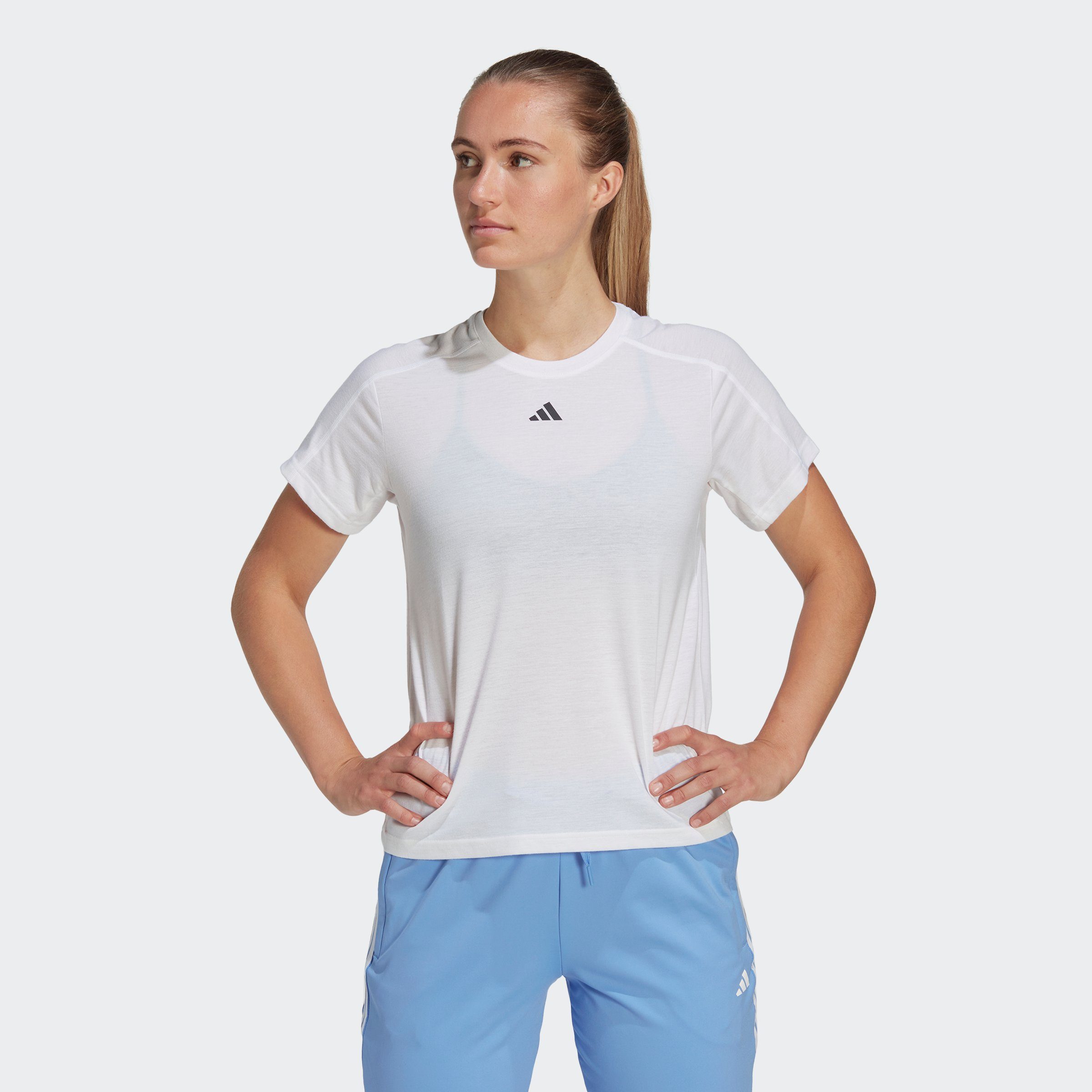 adidas Performance T-Shirt AEROREADY TRAIN ESSENTIALS MINIMAL BRANDING White | Sport-T-Shirts