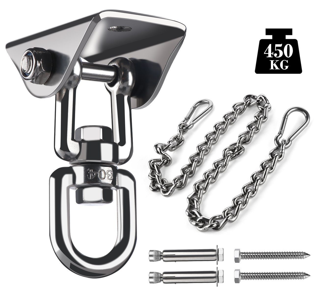 Deckenhalter Deckenhaken 360°Drehen Edelstahl 450KG Kapazität Schaukelhaken