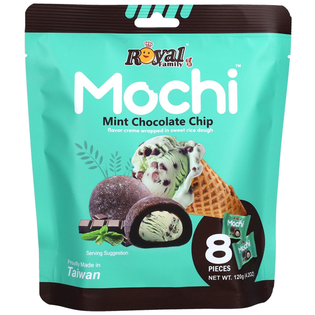 Royal Family Kuchen, Royal Family Mochi Mint Chocolate Chip einzeln verpackt 120g