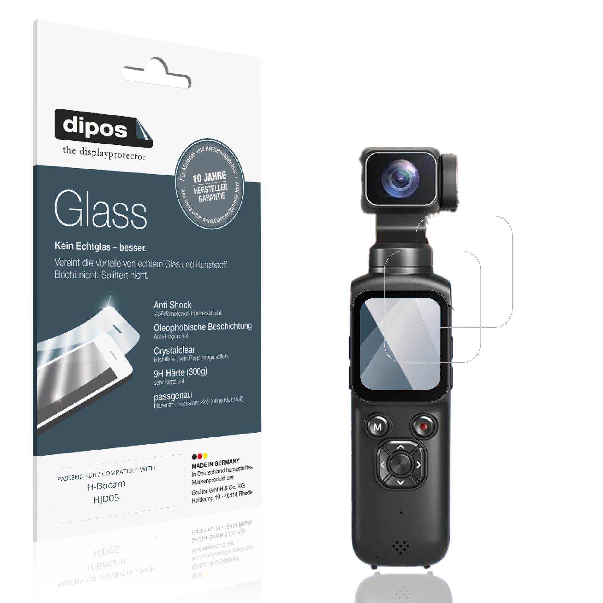 dipos Displayschutzfolie Schutzfolie für H-Bocam HJD05, 2 Stück, Displayschutz Schutz Folie Made in Germany