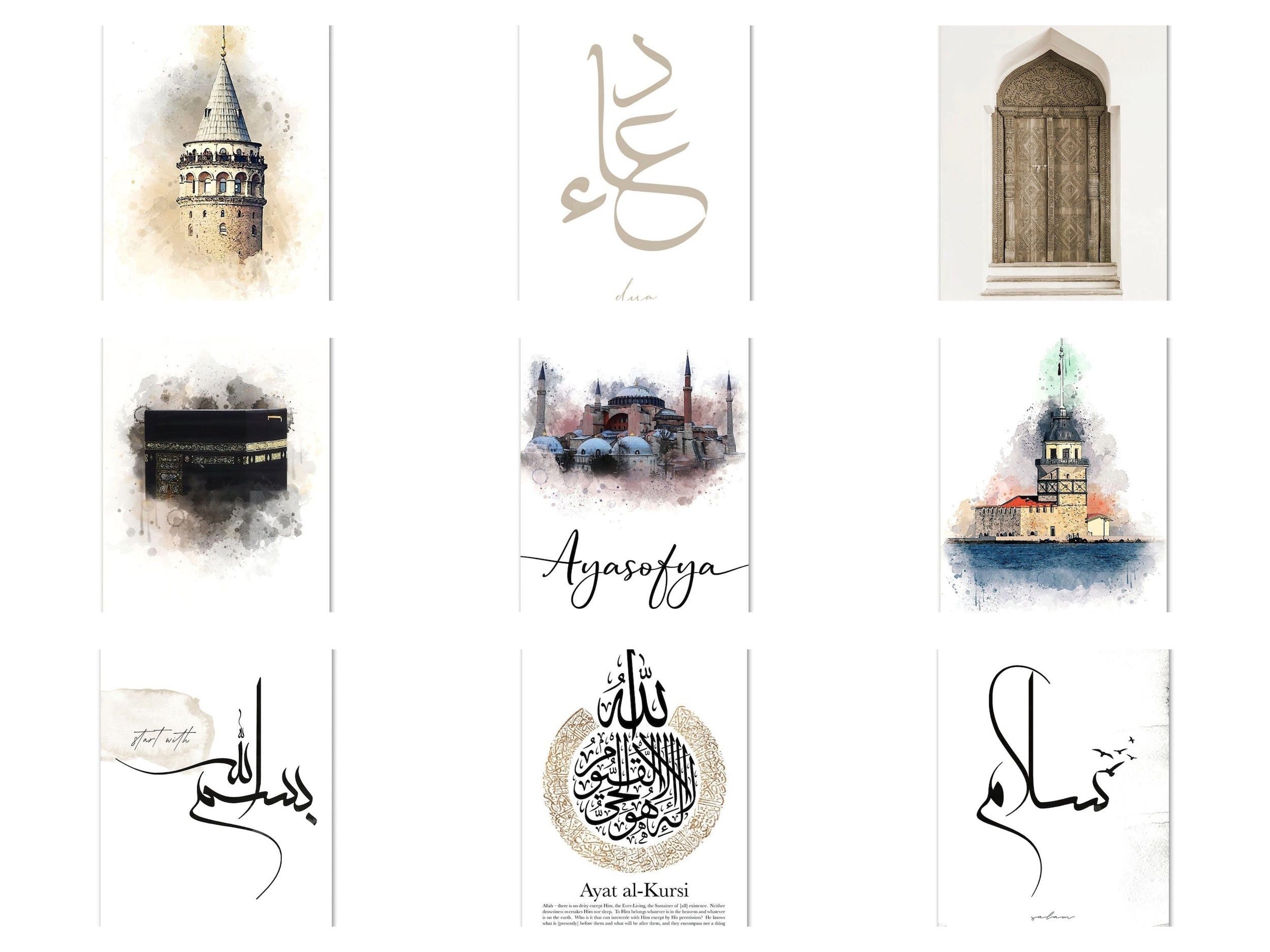 JUSTGOODMOOD Poster Kaaba Ayasofia Wandbilder Wohnzimmer Schlafzimmer Deko Print Bilder oh, C (1 St)