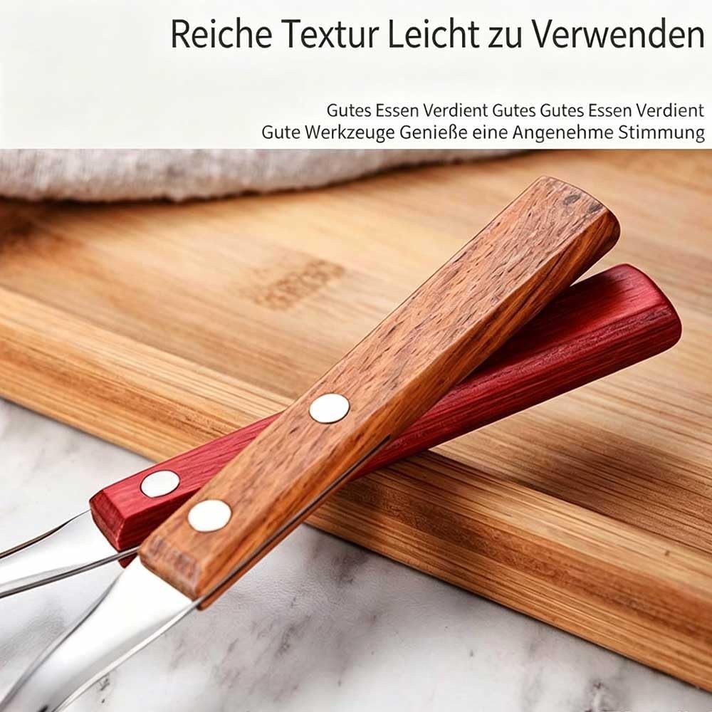 FELIXLEO Steakbesteck Geschirrset 4 teilig Ergonomischer Holzgriff Besteck Rot – Bild 2 von 5