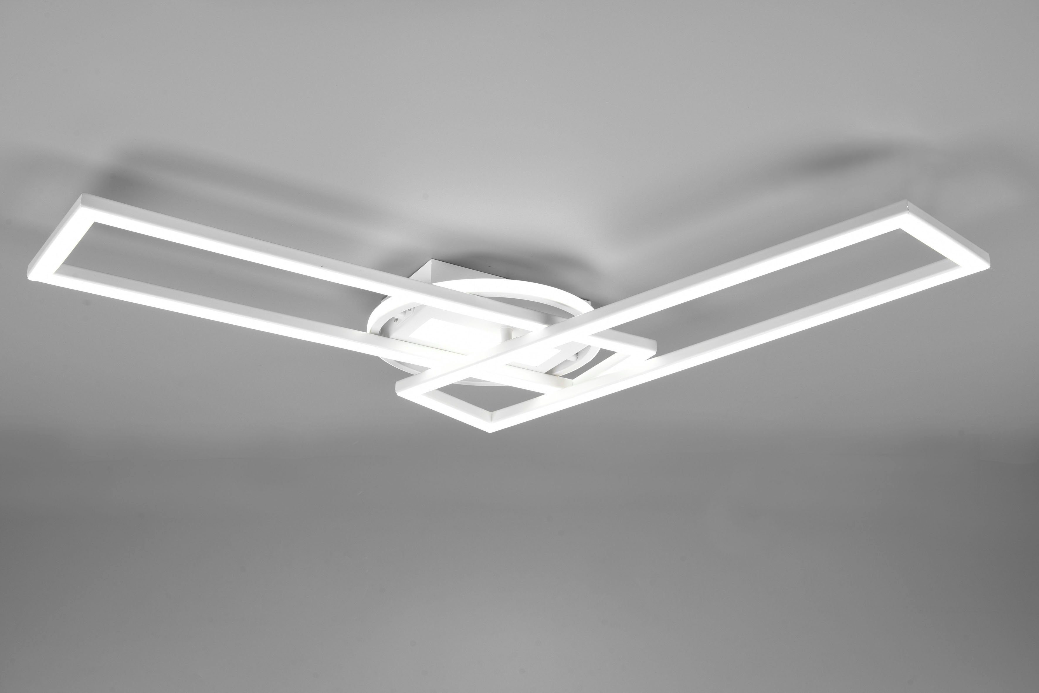 TRIO Leuchten LED Deckenleuchte Lichtfarbe kaltweiß, matt 4500 - Memory Farbwechsel, Fernbedienung, Deckenlampe Dimmfunktion, Twister, warmweiß fest - einstellbar integriert, weiß LED CCT Fernbedienung über Lumen