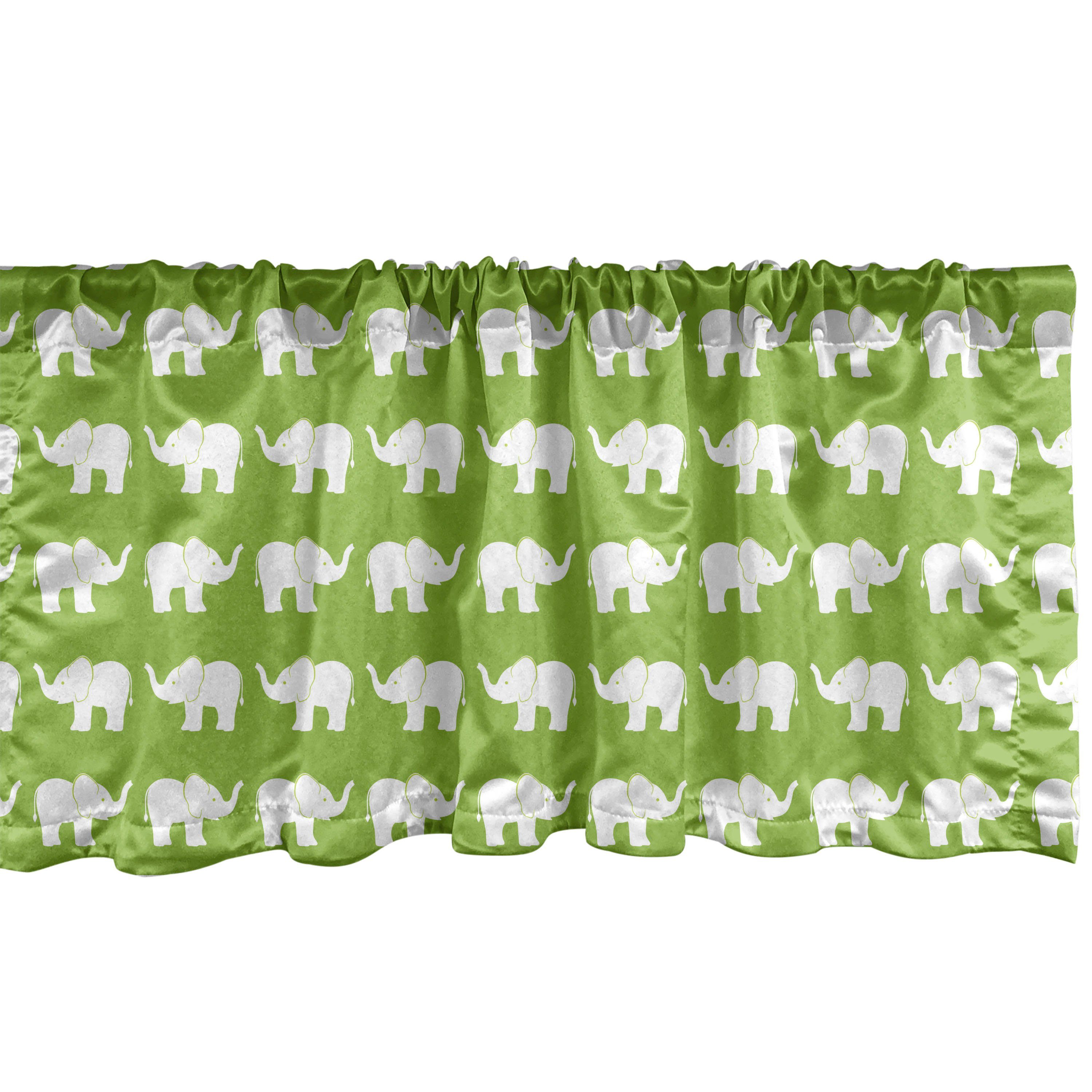Scheibengardine Vorhang Volant für Küche Elefant auf Art Dekor Animal Stangentasche, Lindgrün Abakuhaus, mit Microfaser, Schlafzimmer