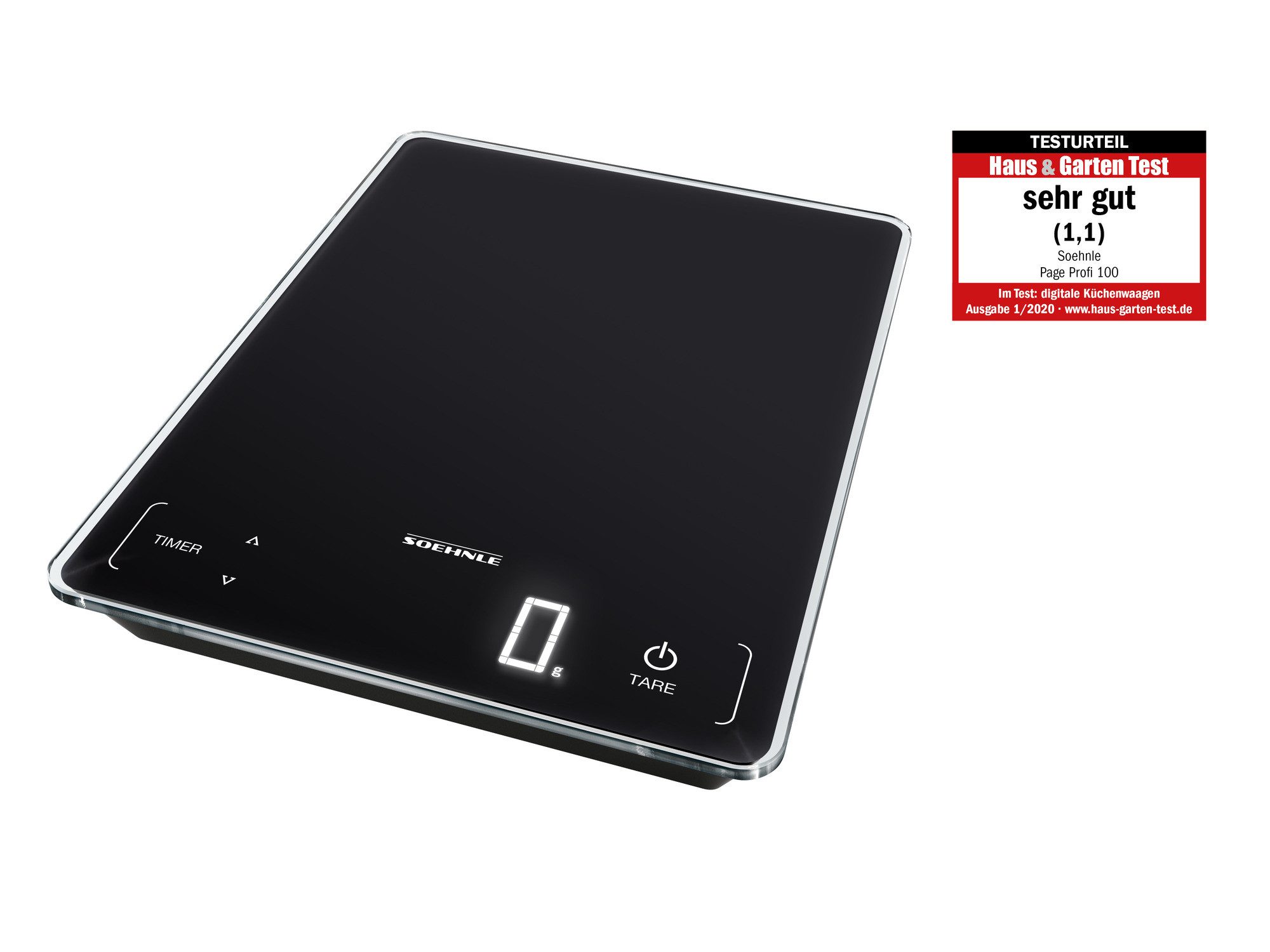 Soehnle Küchenwaage Page Profi 100, (1-tlg), LED-Anzeige, große Wiegefläche, bis 15kg, Zuwiegefunktion (Tara), g/lb
