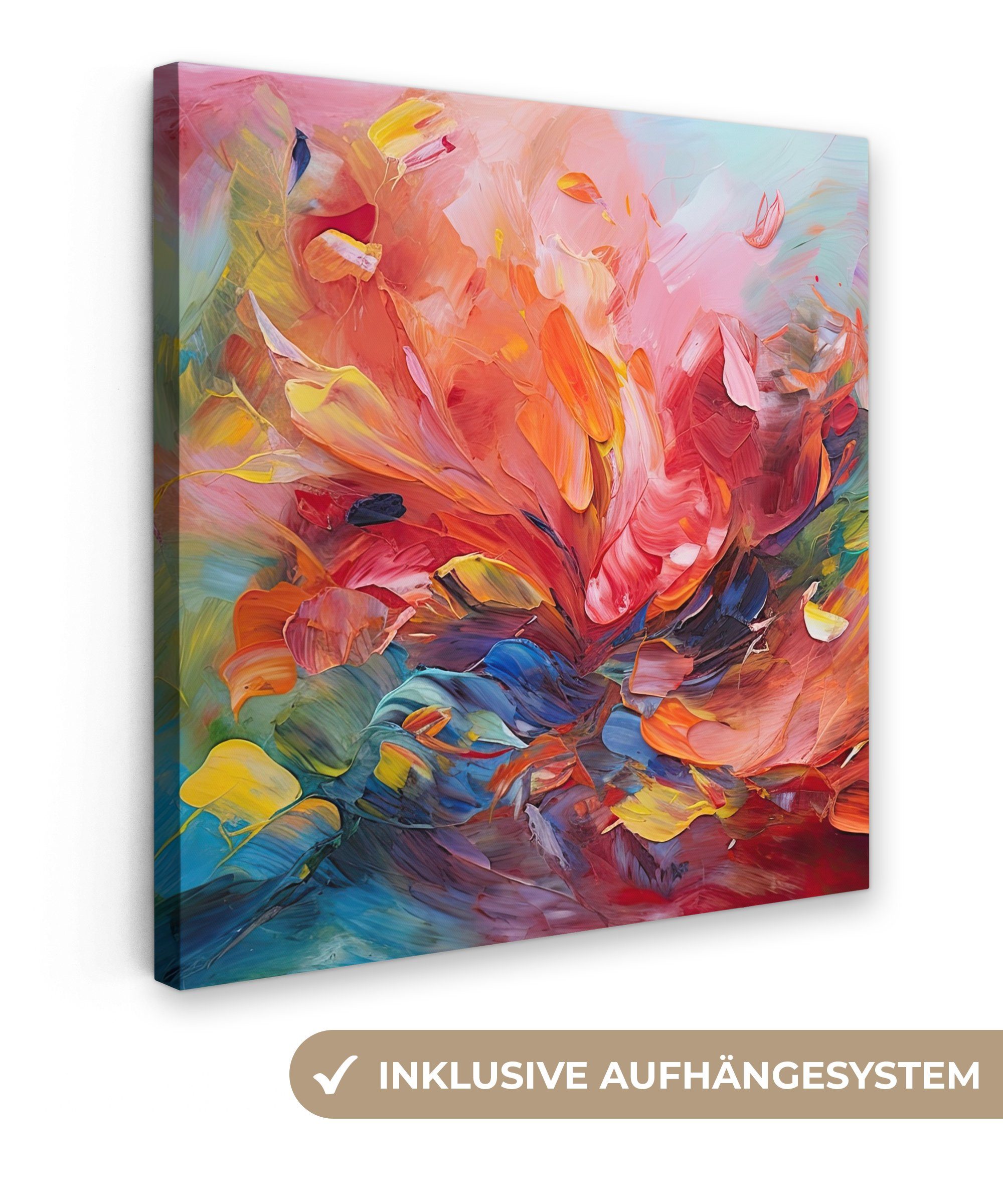 OneMillionCanvasses® Leinwandbild Ölgemälde - Kunst - Abstrakt - Farbenfroh, (1 St), Leinwand Bilder für Wohnzimmer Schlafzimmer, 20x20 cm