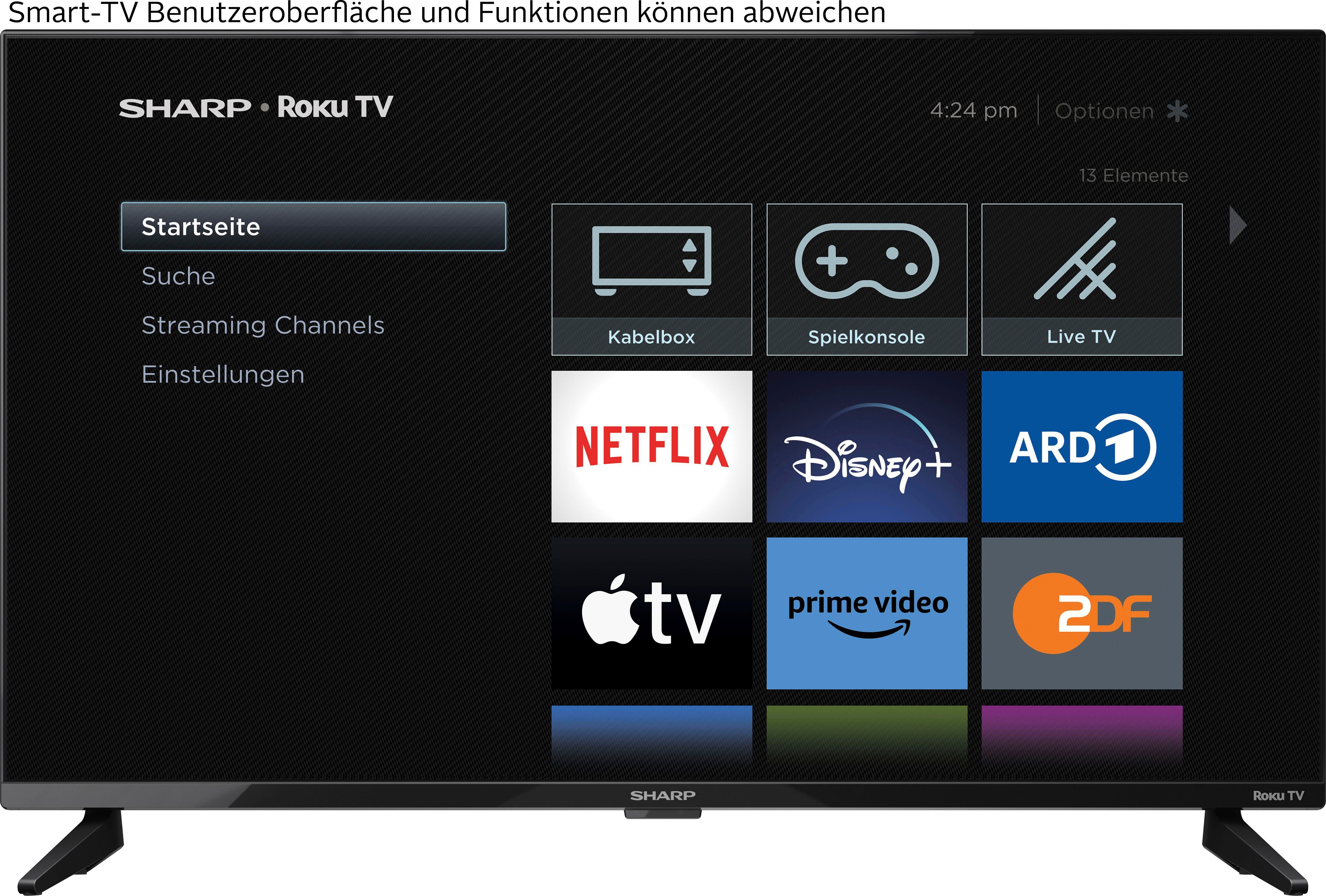 Sharp 1T-C32FDx LED-Fernseher (81 cm/32 Zoll, HD-ready, Smart-TV, Roku TV nur in Deutschland verfügbar, Rahmenlos, HDR10, Dolby Digital)