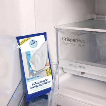 Captain Clean Captain Clean Kühlschrank Reiniger Tücher 20er Set Reinigungstücher (18x20 cm, 20 feuchte Tücher, wiederverschließbare Verpackung)