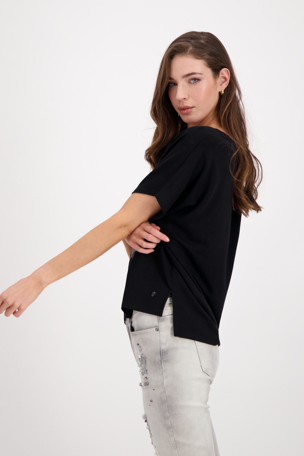 Monari T-Shirt Muster schwarz mit Shirt Paisley T 999