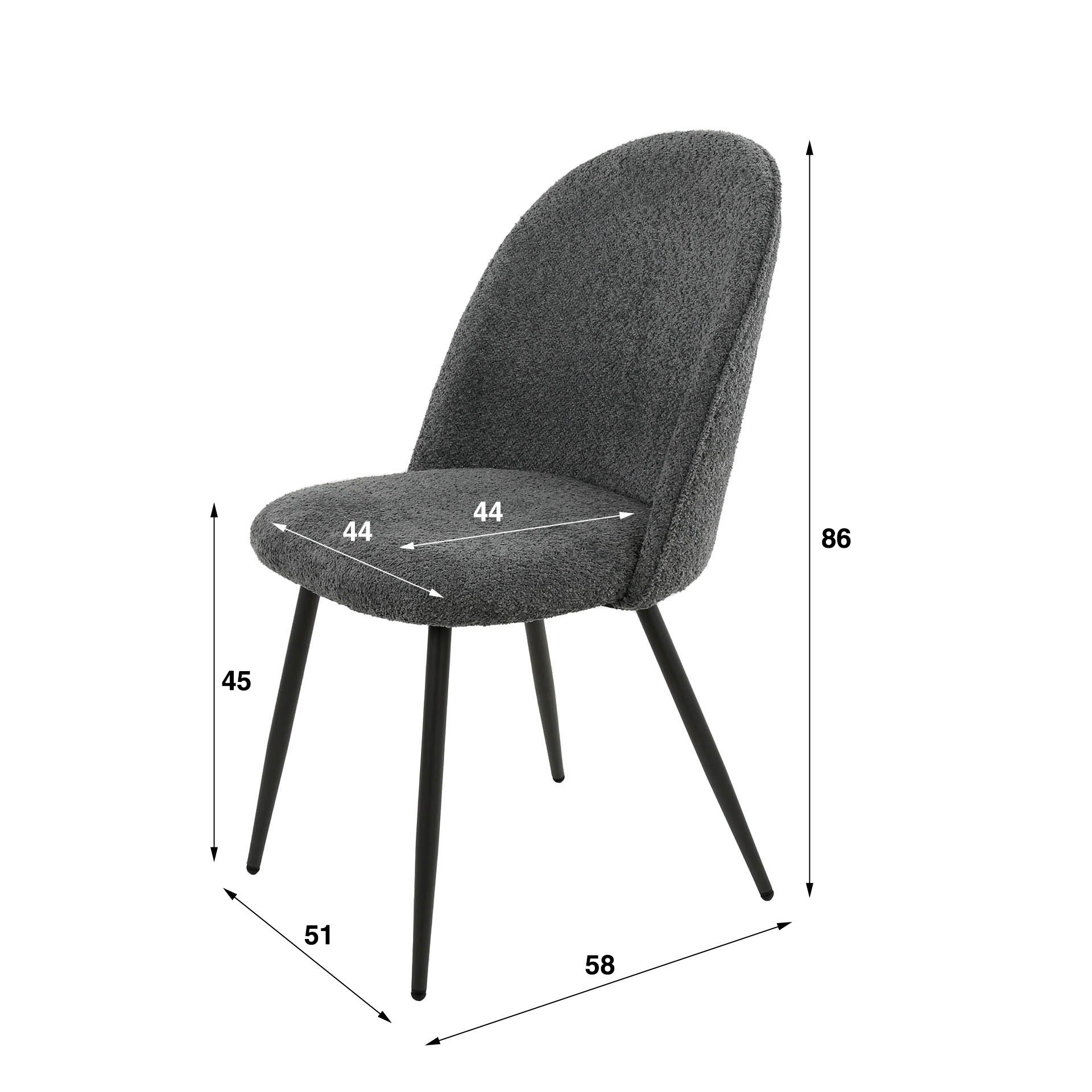 Boucle - Round Esszimmerstuhl Set Stuhl 2er - Grau WohnAura