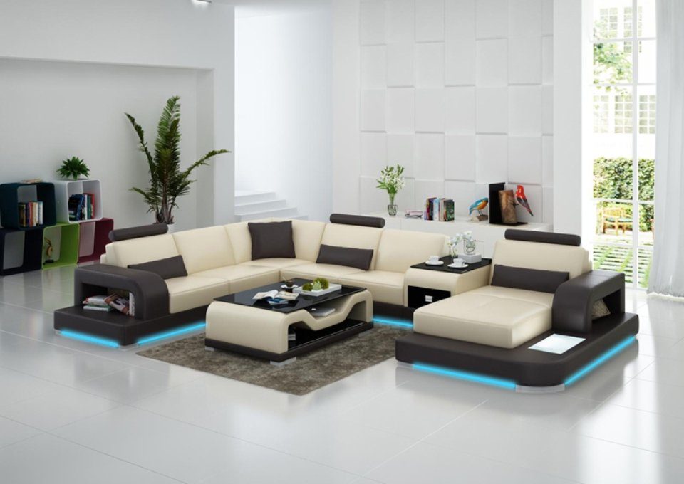 Eck Modern JVmoebel Ecksofa, Design Ledersofa Sofa Wohnlandschaft Ecksofa Couch