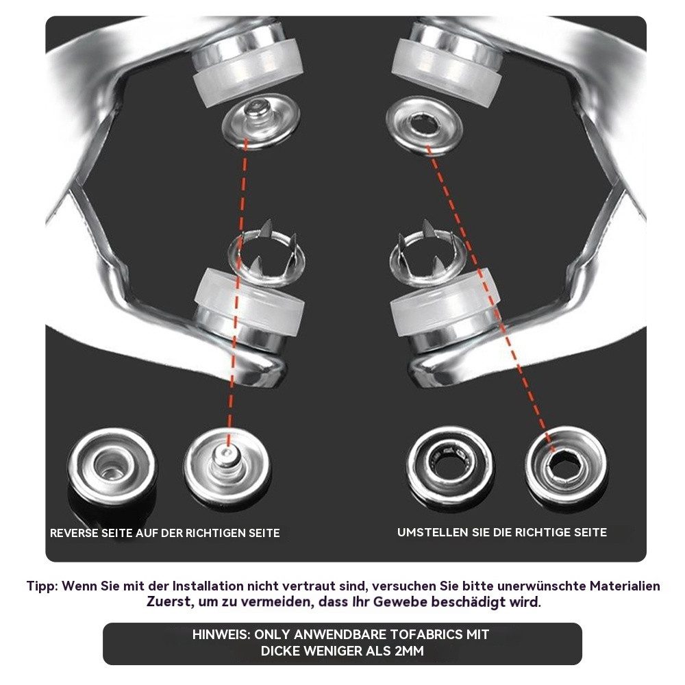 PODOFO Druckknopf Nähfrei Druckknöpfe 50 Set mit Handdruckzangen-Werkzeug für DIY