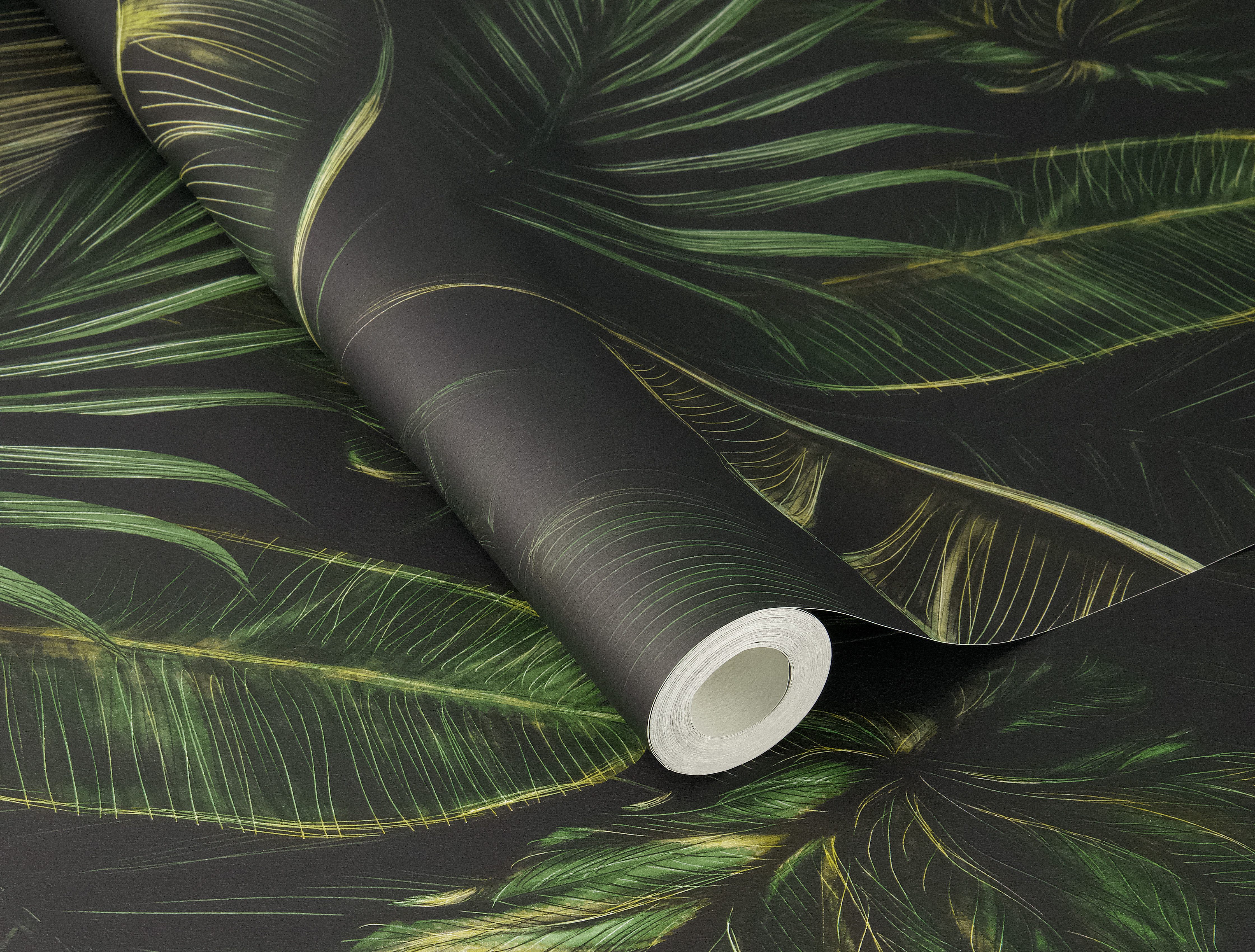 Rasch Papiertapete mit exotischen Blättern, strukturiert, botanisch, (1 St), mit Palmenblättern
