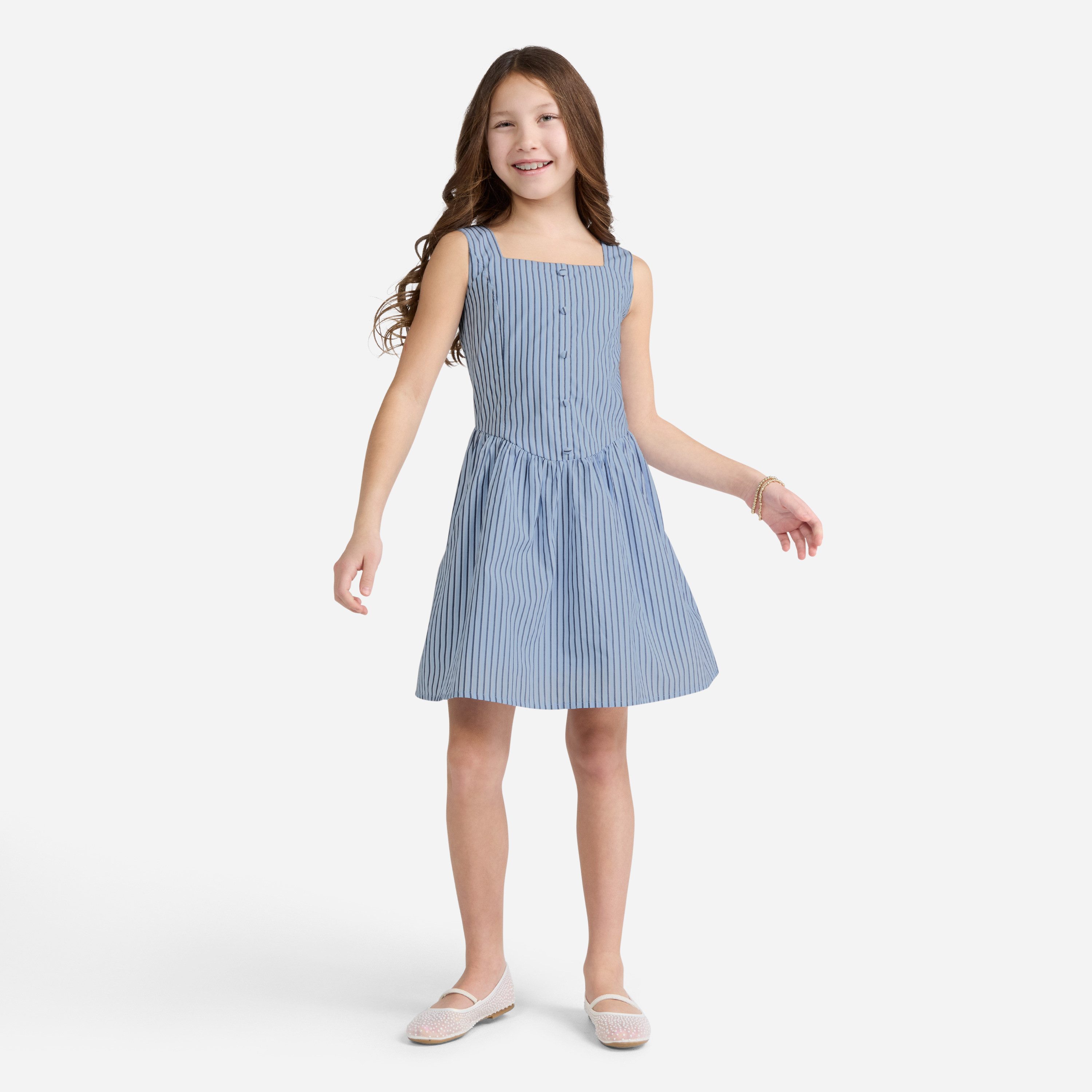 Abercrombie Kids Midikleid AFG FAUX BUTTON-THROUGH MINI D im Streifen-Look und ärmellos, für Girls – Bild 3 von 5