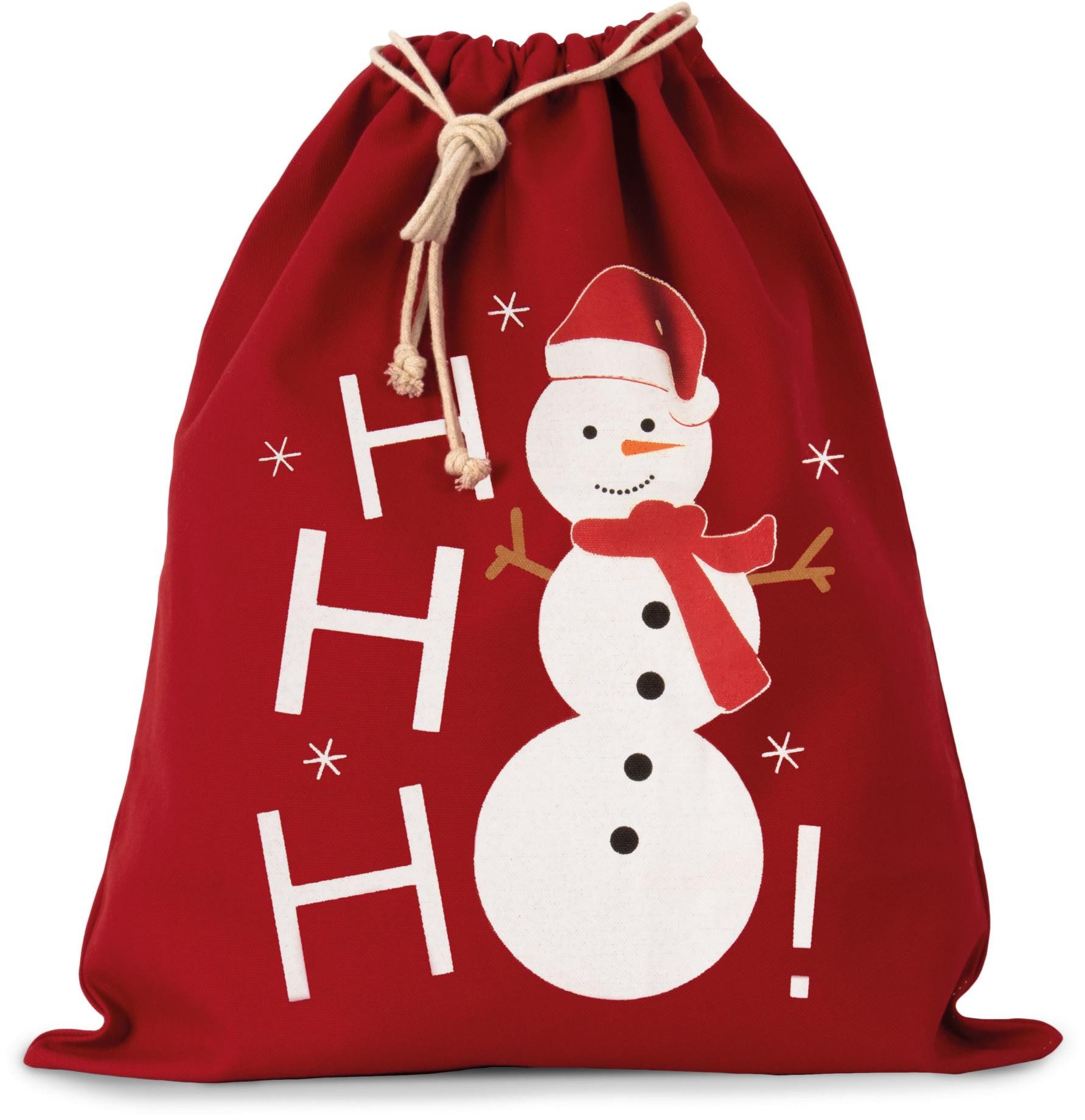 Turnbeutel Baumwolltasche mit Kordelzug und Schneemannmotiv