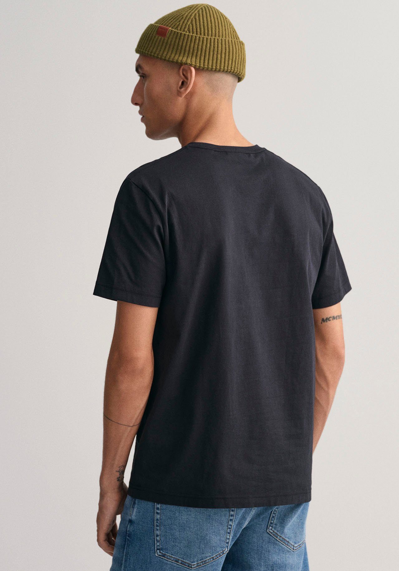 SHIELD black Brust auf Logostickerei T-Shirt Gant T-SHIRT SS REG der mit