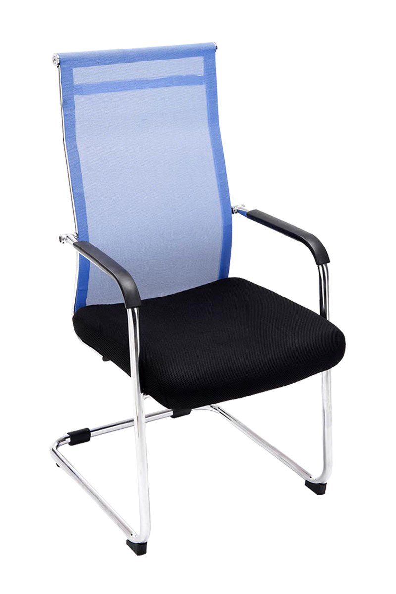 Gestell: chrom gepolsterter mit Netzbezug Metall - Konferenzstuhl Wohnzimmerstuhl), TPFLiving Besucherstuhl - - blau Sitzfläche Brent (Küchenstuhl Sitzfläche: Esszimmerstuhl - hochwertig