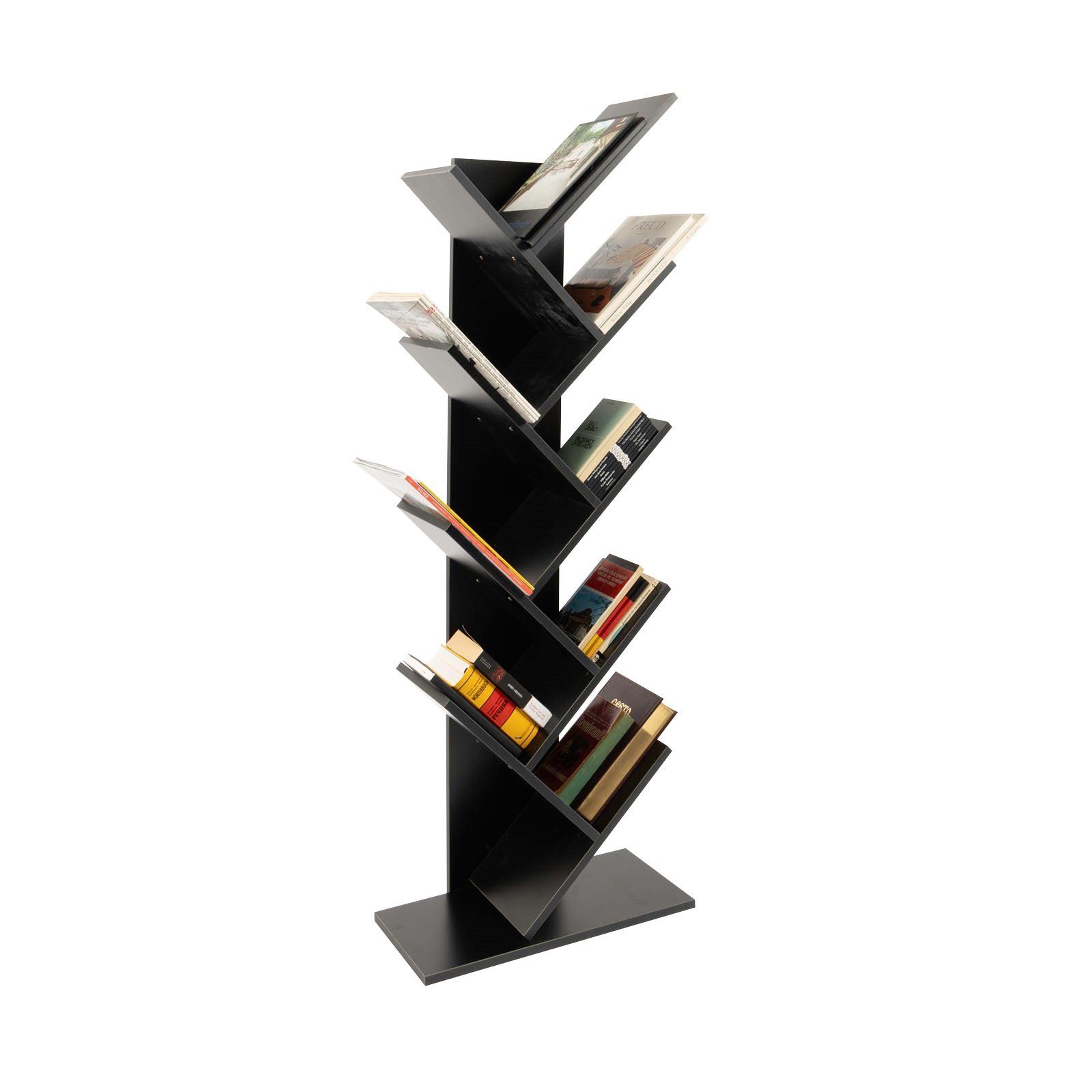 Karat mit Fächern, Farben, praktische Baumform Alexandria, 8 Schwarz verschiedenen Bücherregal