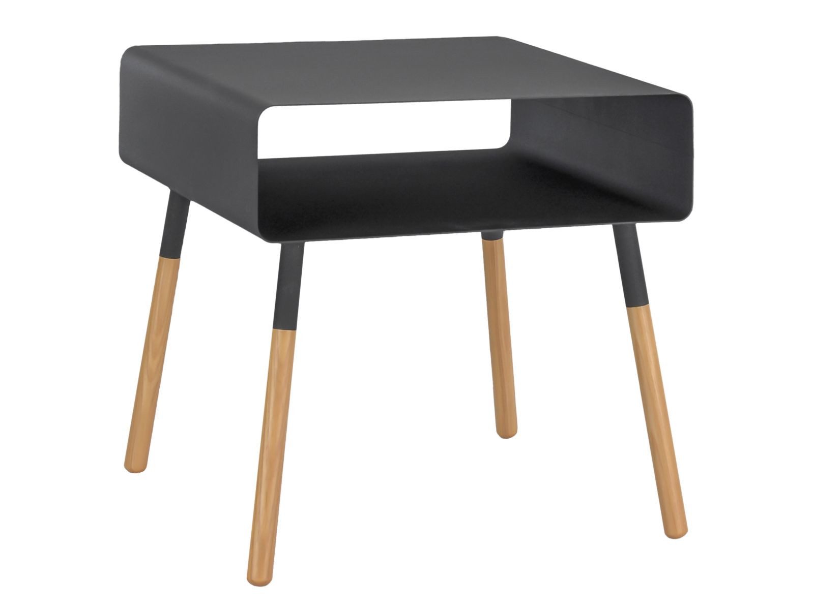 Yamazaki Beistelltisch Plain Design Ablagetisch Nachttisch Metall für Wohnzimmer Sofa, mit 2 Ebenen, Sofatisch, Nachttisch, 35x35x35cm, schwarz