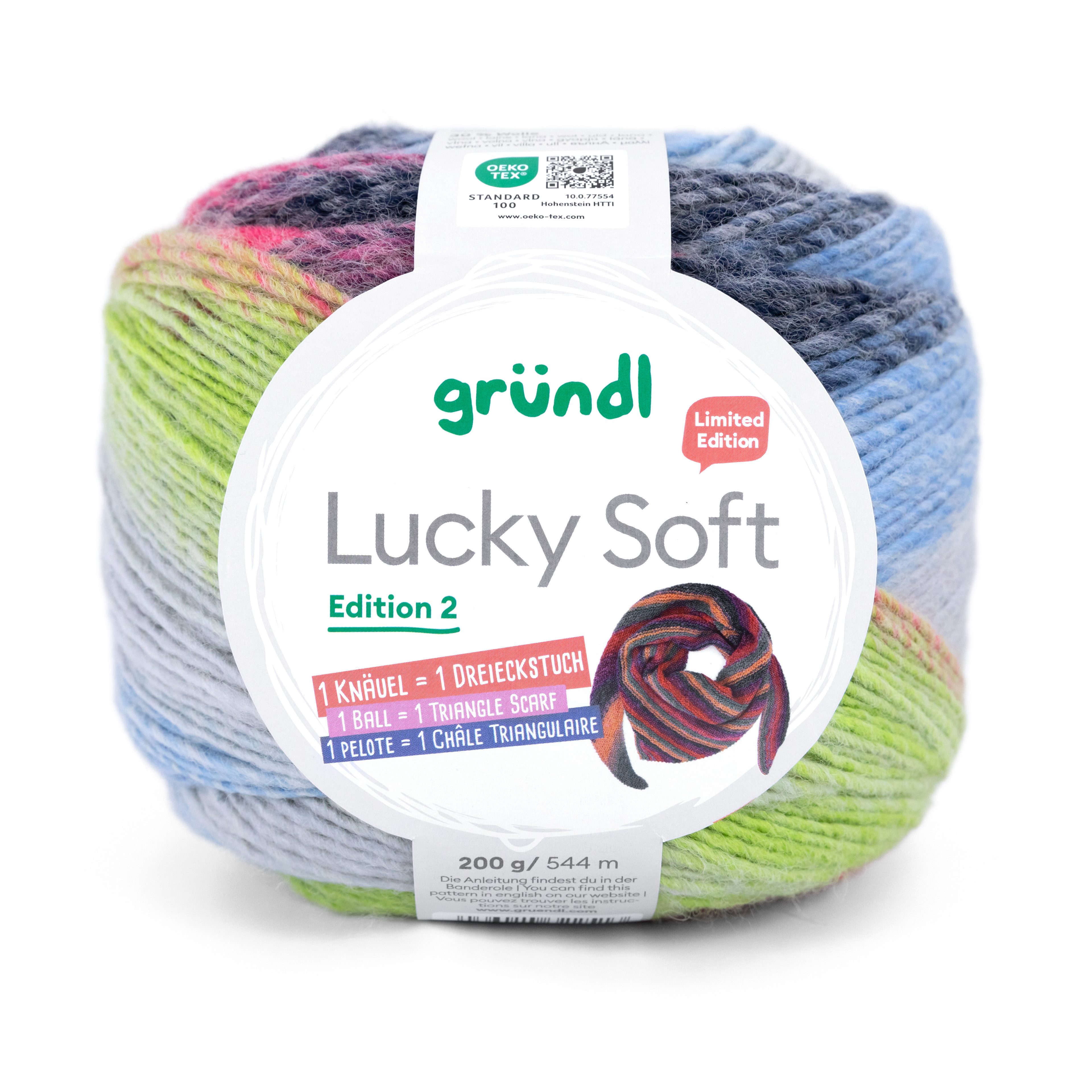 Gründl Gründl Wolle Lucky Soft Bobbel Farbverlaufswolle 200g Häkelwolle, 544,00 m (Wolle mit Farbverlauf zum stricken und häkeln, Strickgarn, Strickwolle, Handstrickgarn), 70% Polyacryl, 30% Wolle