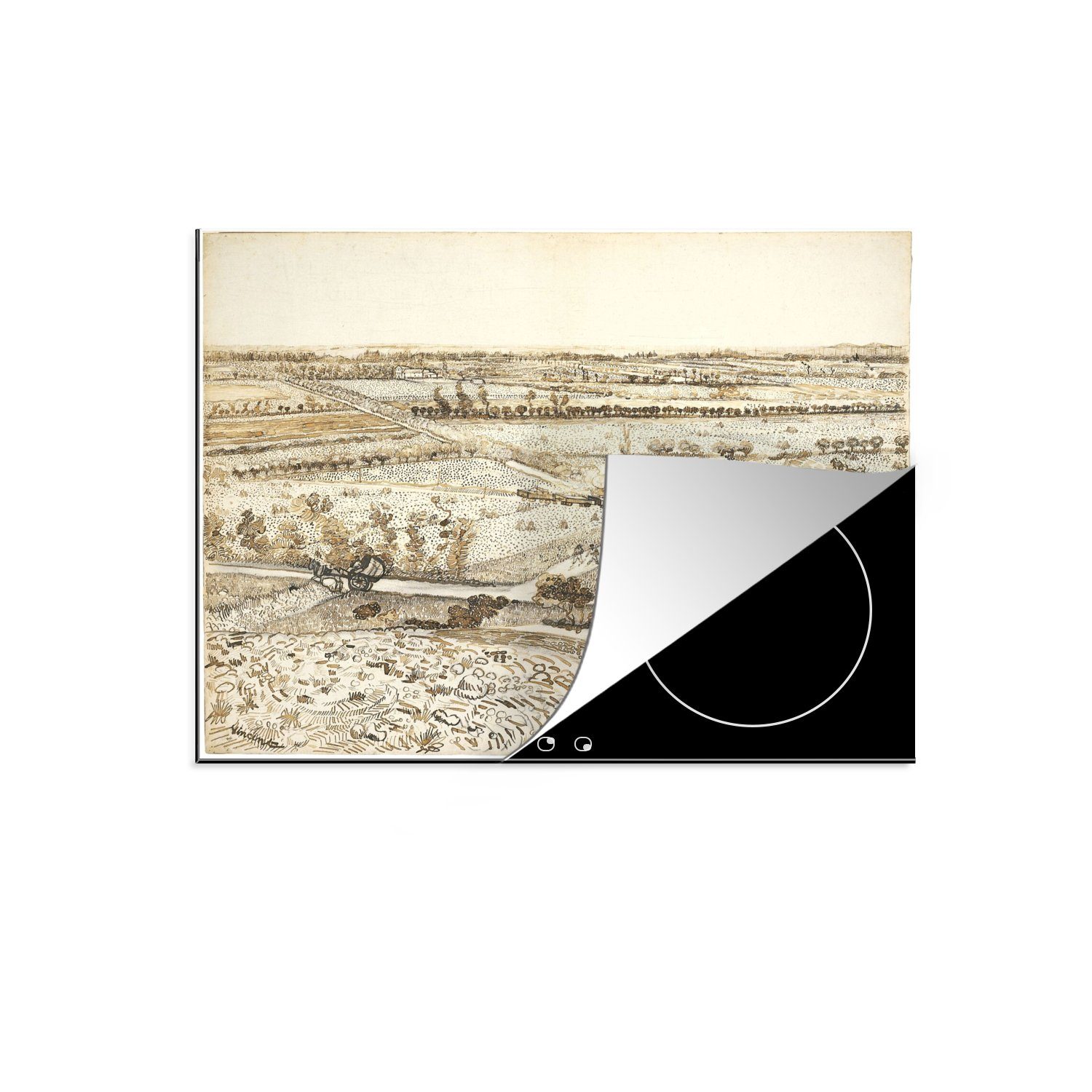 Herdblende-/Abdeckplatte aus Induktionsmatte Vinyl, Crau cm, gesehen 59x52 Vincent Montmajour küche, La - (1 für Gogh, vom van Ceranfeldabdeckung MuchoWow die tlg),